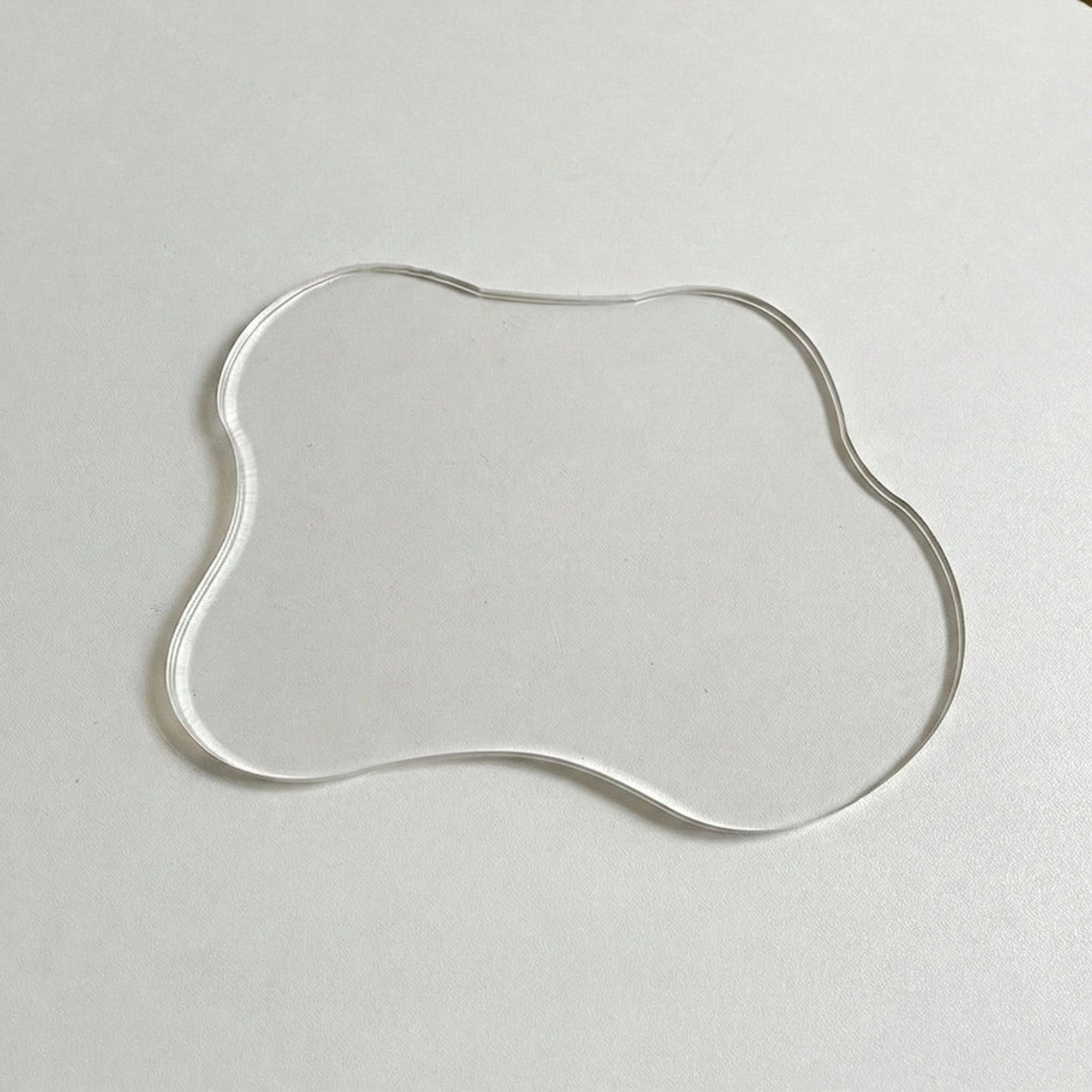 Alilang Unisex 2-PC Clear Wavy Edge Coaster Transparent Drink Table Protector