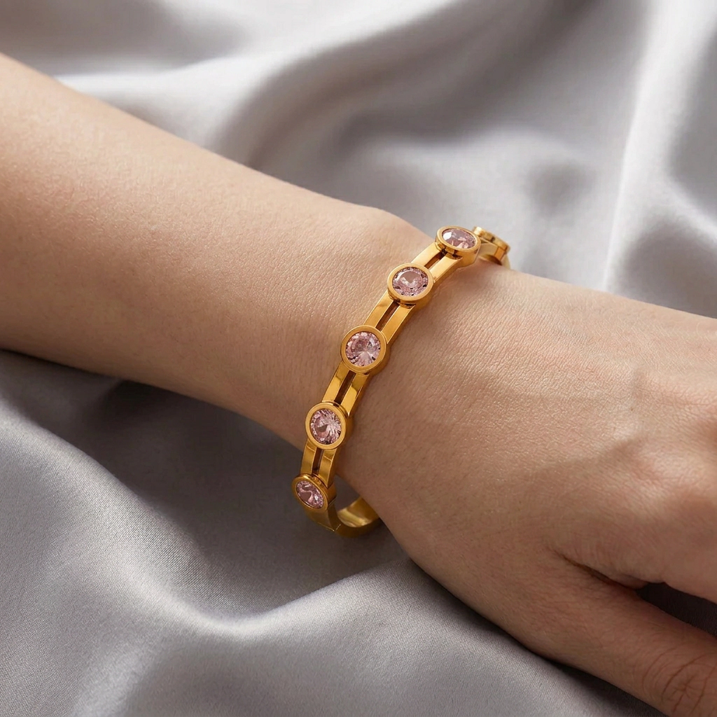 DressAtR Women’s 3D Dotted 18K Gold Plated Bangle
