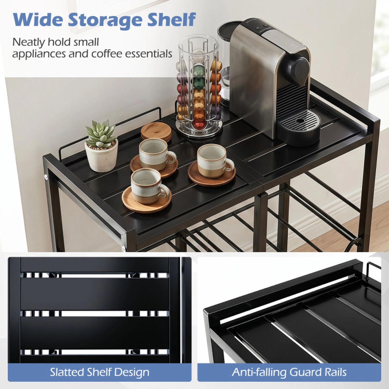 SUGIFT Space-Saving 4-Bottle 5 Gallon Water Jug Holder Metal Shelf Rack 44-lb Top Shelf Capacity 26-in Frame Black