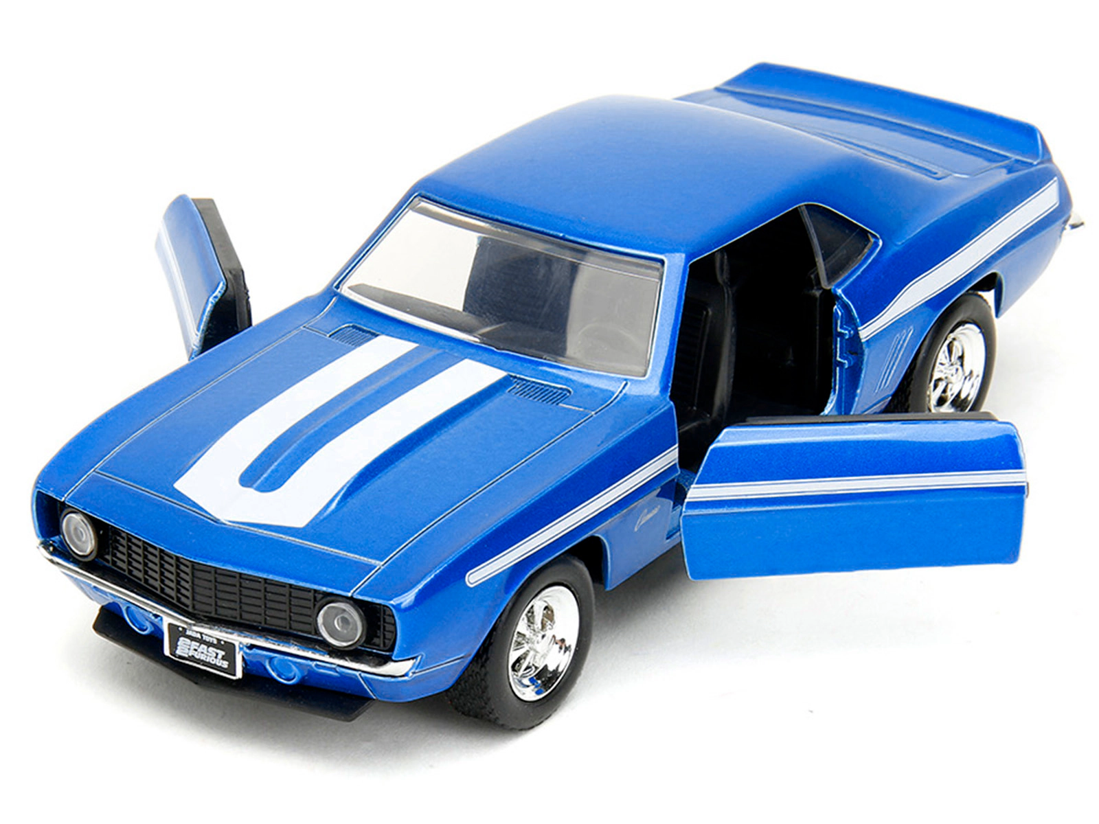 Jada 1969 Chevrolet Camaro Blue Metallic with White Stripes "2 Fast 2 Furious" (2003) Movie "Fast & Furious"