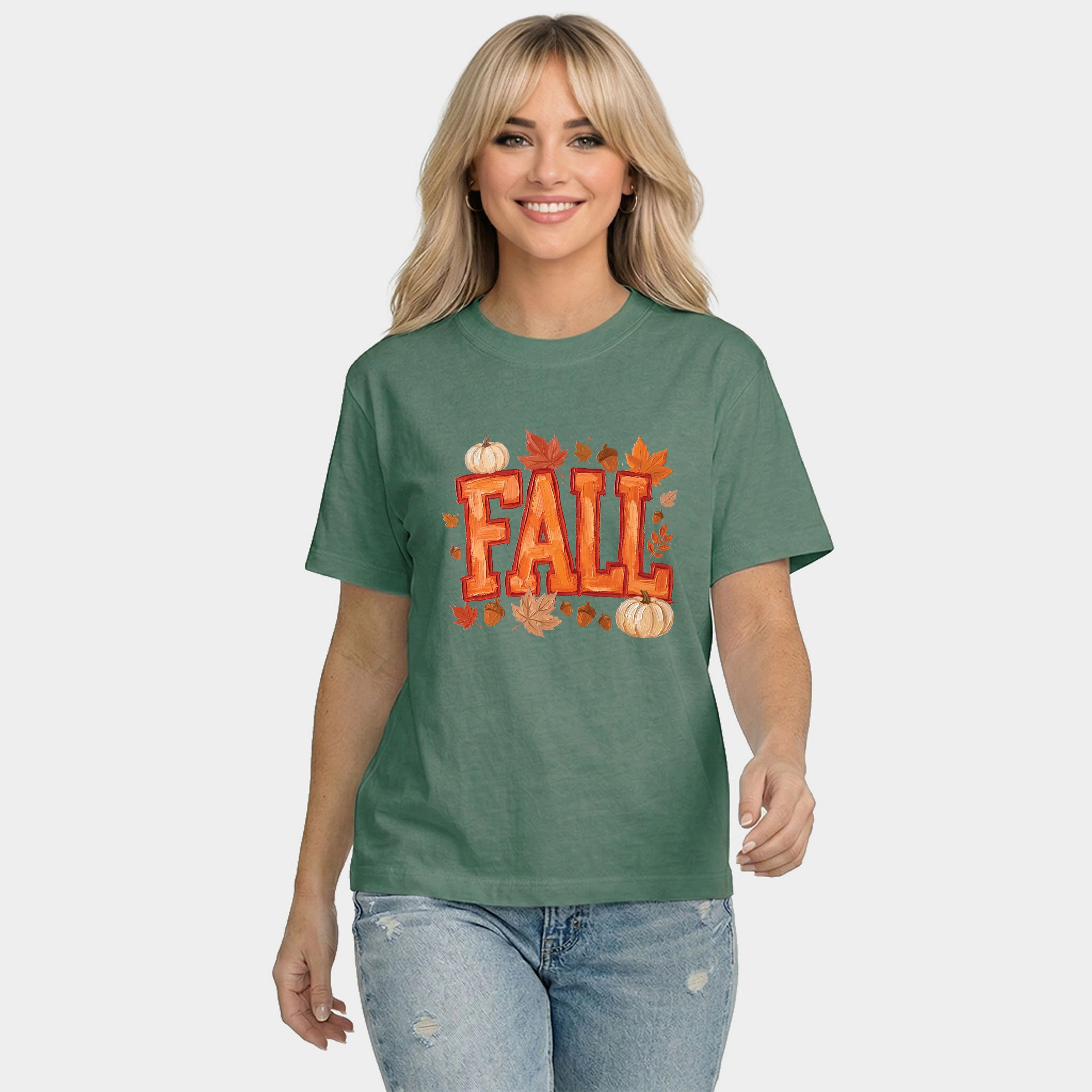 Simply Sage Market - Women's Relaxed Boxy Tee Fall Block Painted