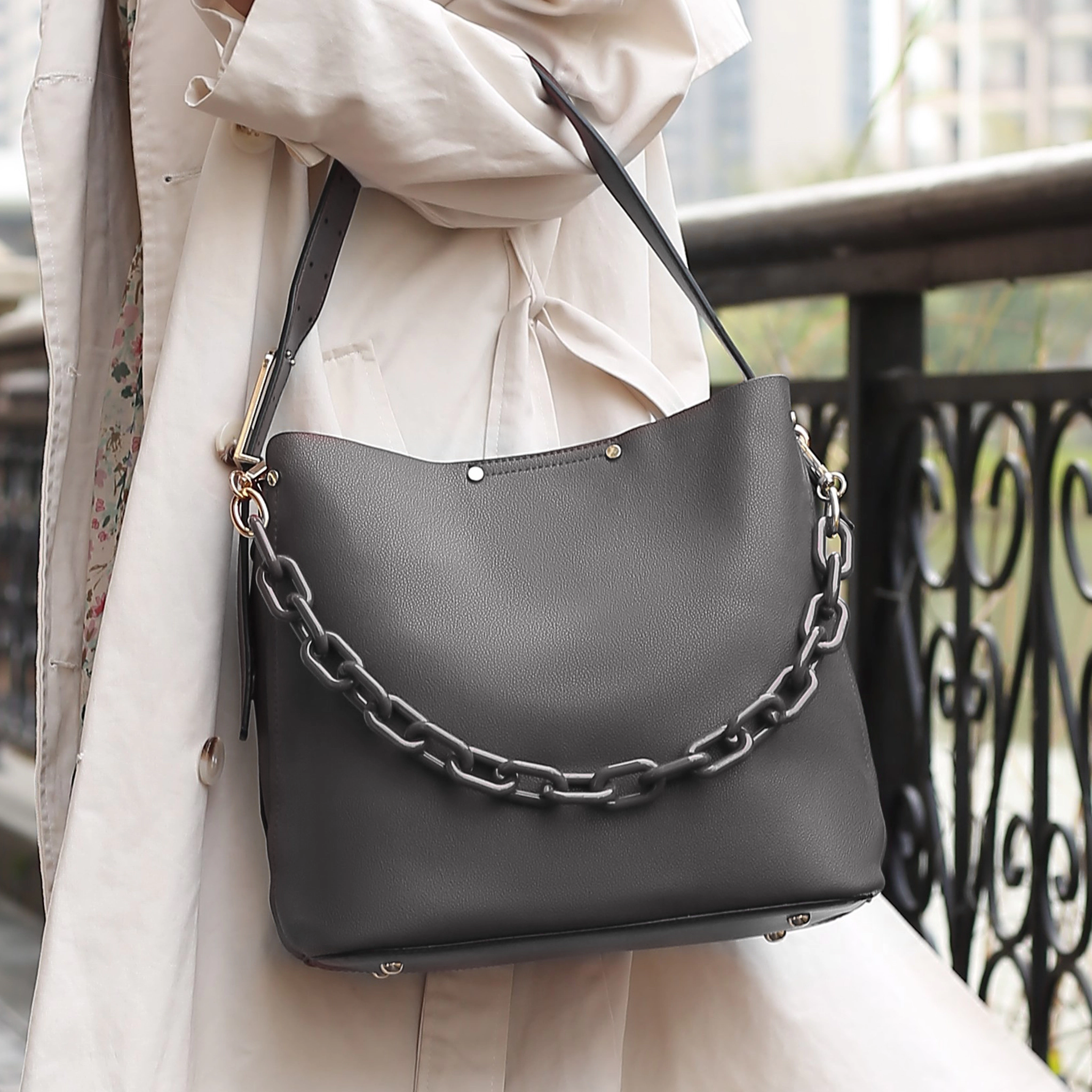 Mia K Collection Chelsea Vegan Leather Hobo Bag - Gold-Tone Hardware