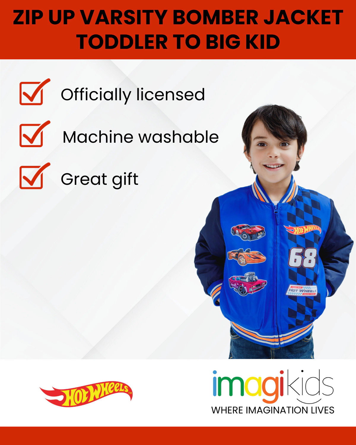 Hot Wheels Boys' Full-Zip Bomber Jacket