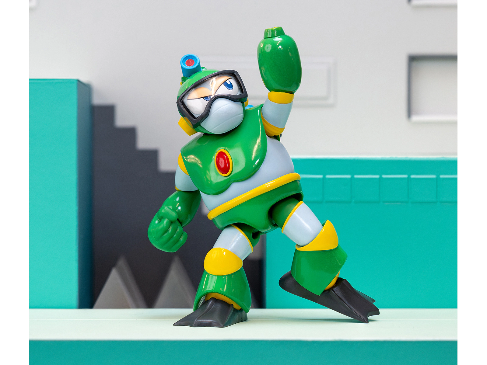 Jada Bubble Man 5" Moveable Figure (Deluxe Version) with Accessories and Alternate Head and Hands "Mega Man"