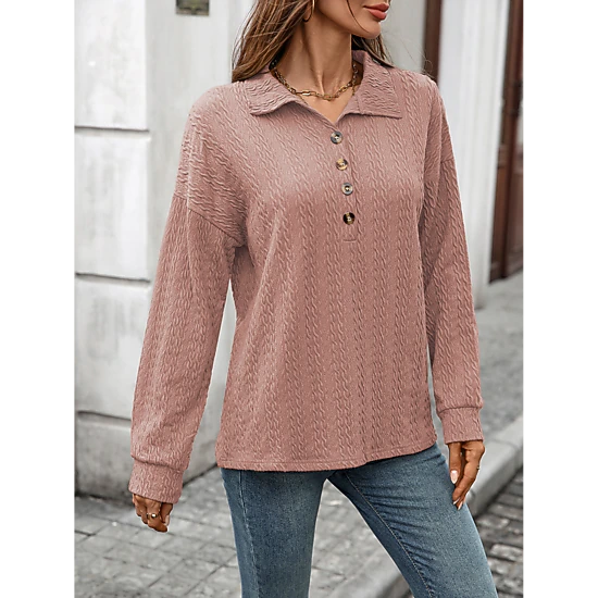 Enchanted Funland Womens Long Sleeve Henley Casual Ribbed Lightweight Tunic Tops