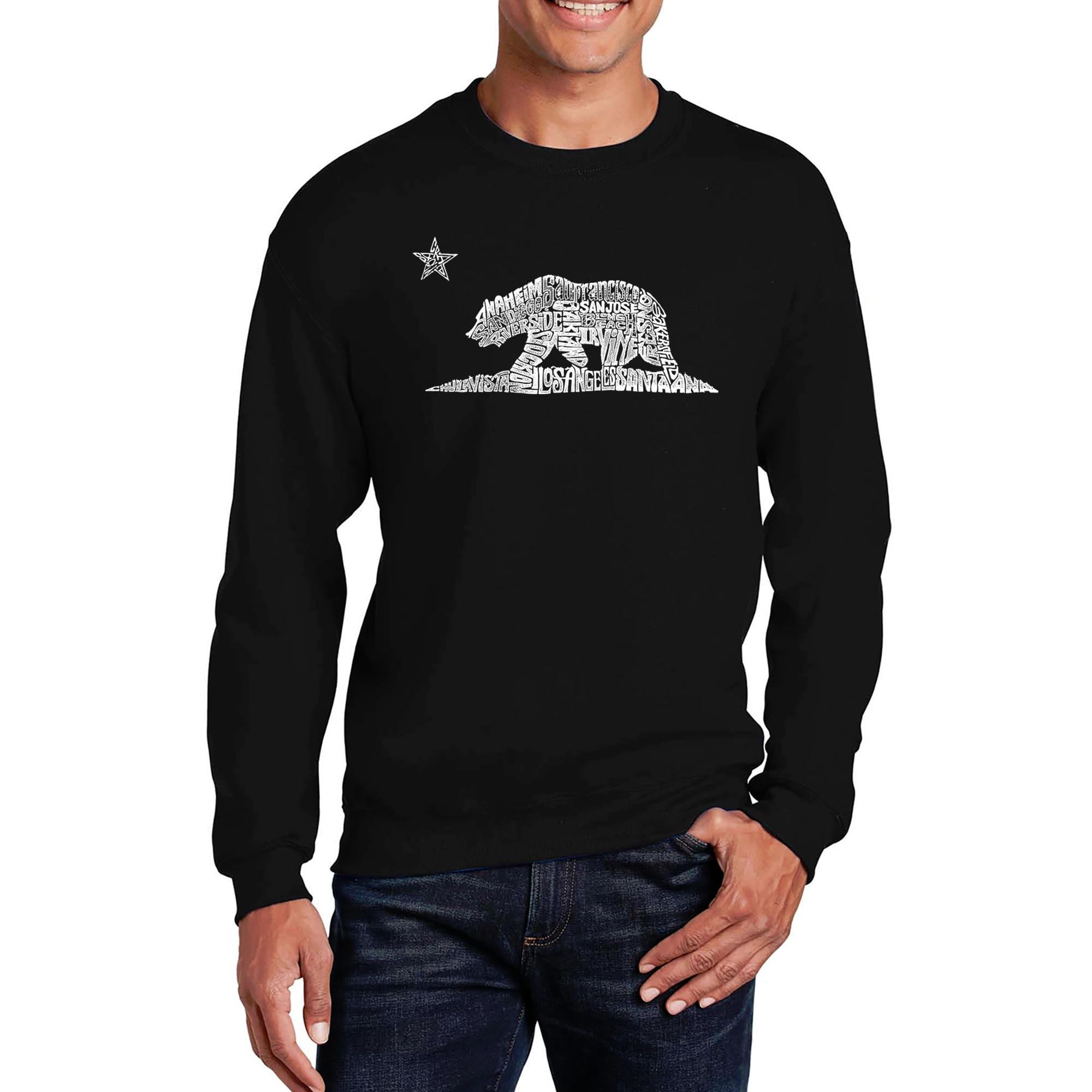 LA Pop Art California Bear - Mens Word Crew Sweatshirt