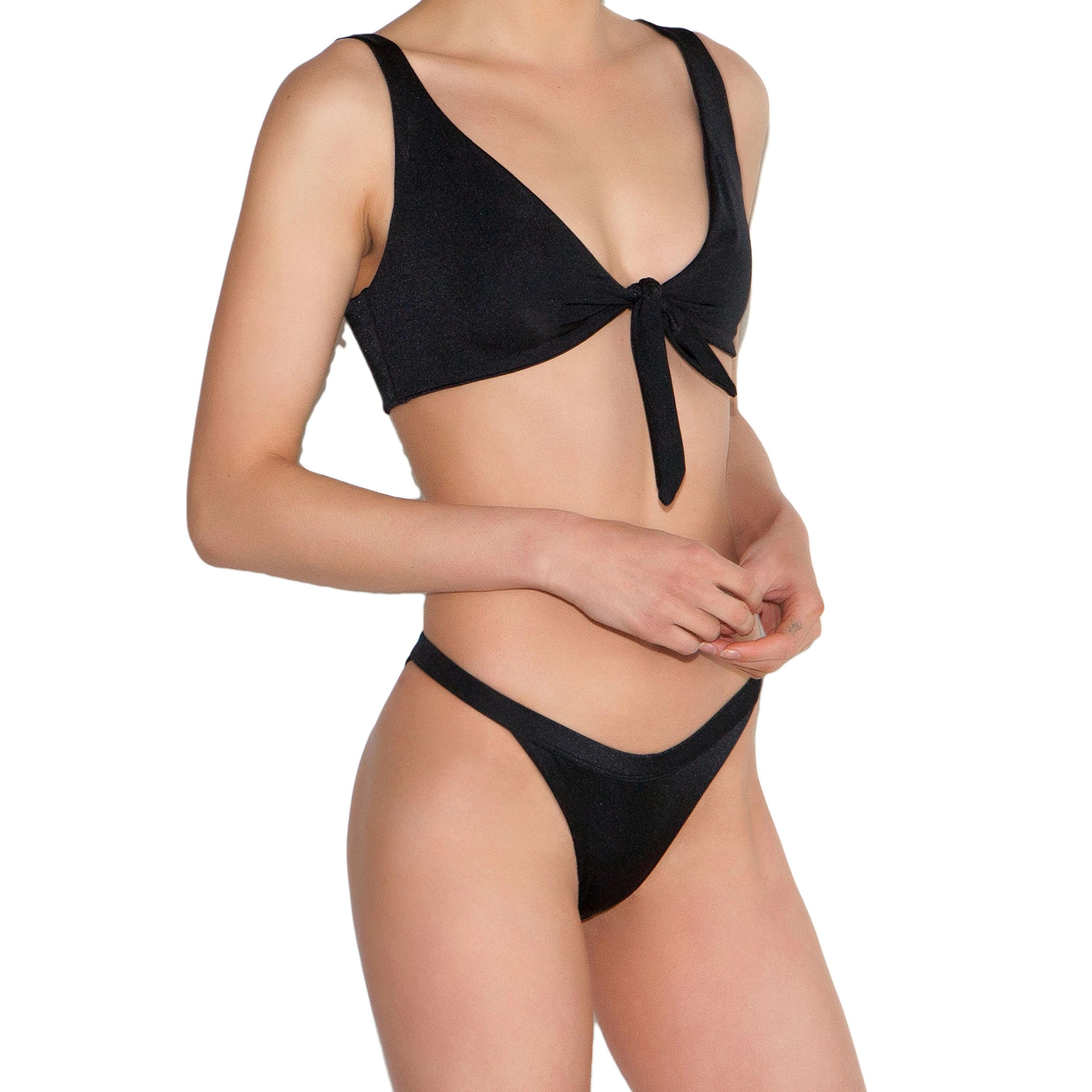 Cherina Beachwear Women's Stephany Plunge Neck - Front-Tie Bikini Top