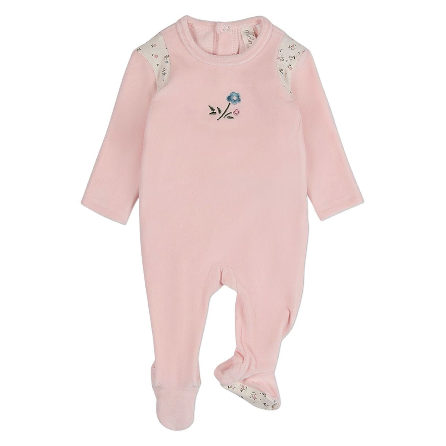 MeMoi Baby Girls "Fairy Flowers" Embroidered Velour Footie