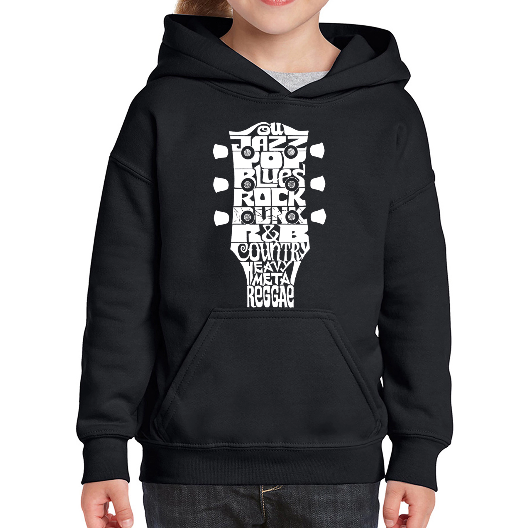 LA Pop Art Girls Word Hoodie - Guitar Head Music Genres