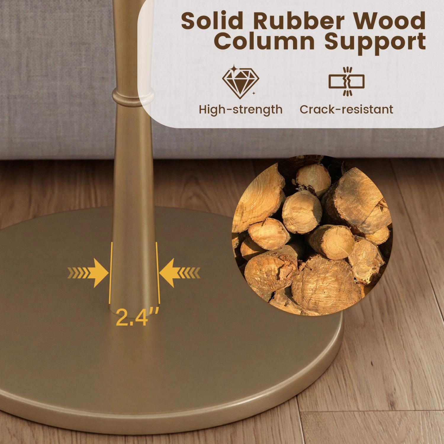 SlickBlue White Marble Side Table with Gold Base and Wood Support