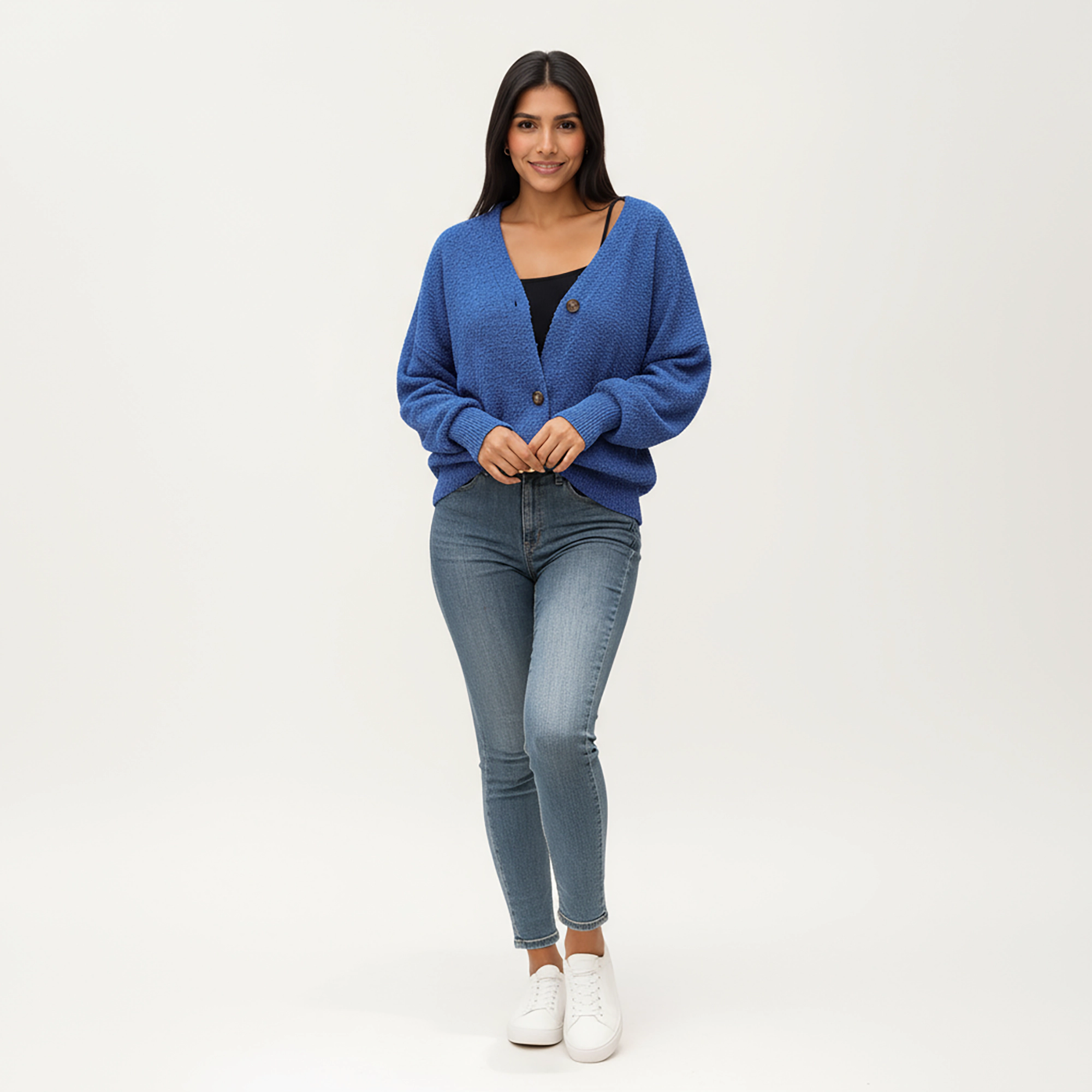 Anna-Kaci Women's Textured Knit Button Front Top with Cozy Fabric, Drop Shoulder Silhouette and Ribbed Edges