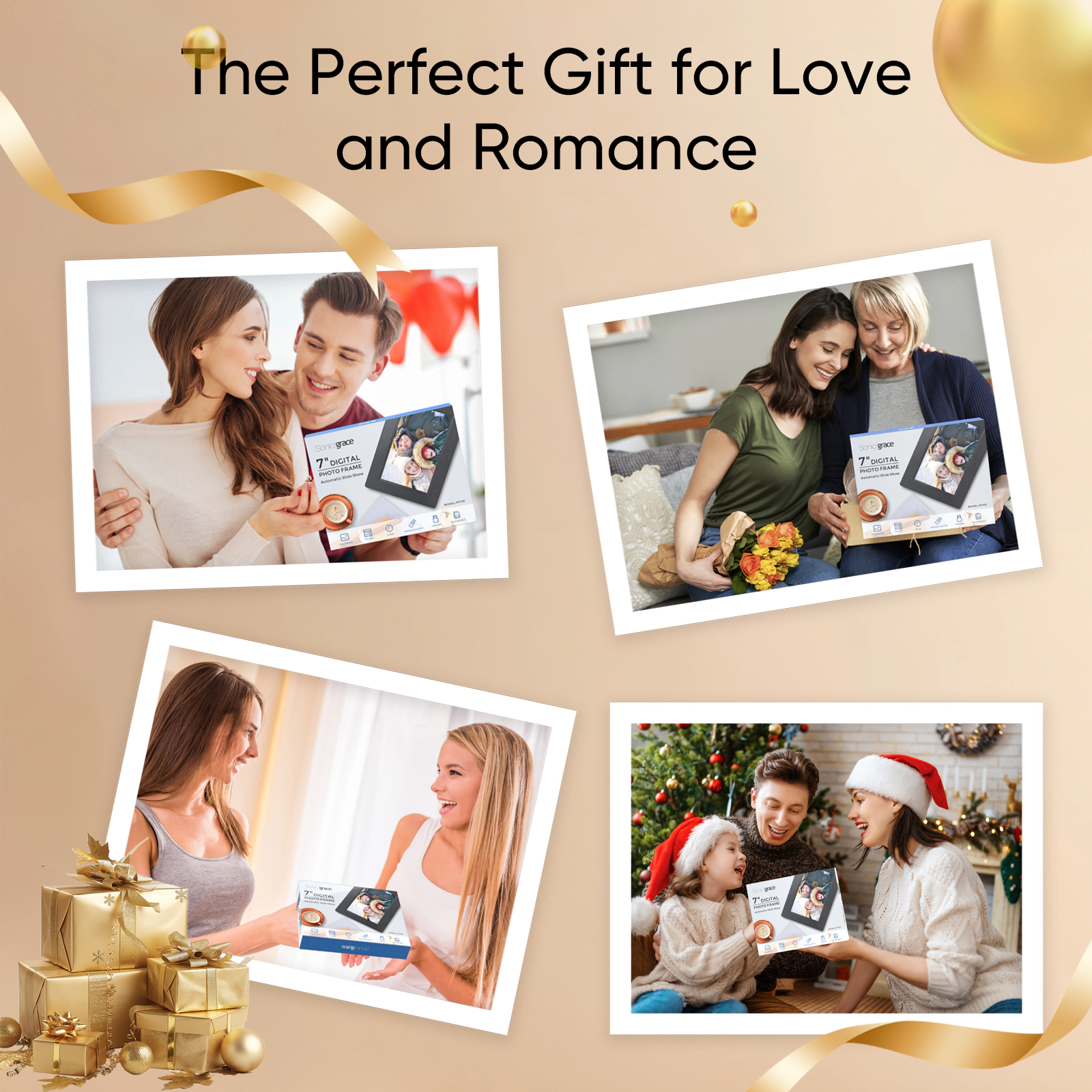 Sonicgrace 7" Digital Photo Frame IPS App Controlled