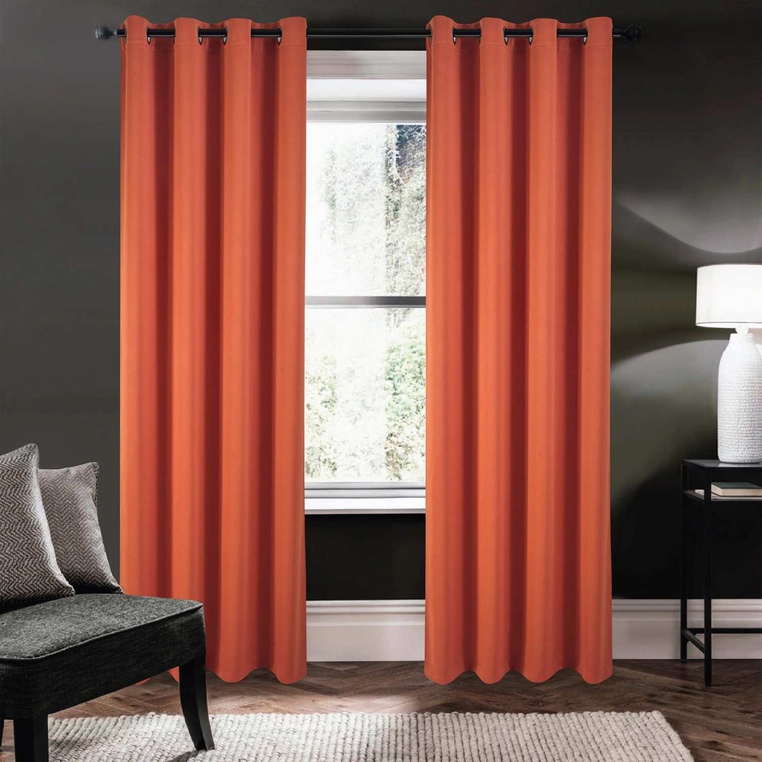 RT Designers Collection 100% Polyester 250 GSM Riley 100% Blackout Grommet Panel 54" x 45" Spice