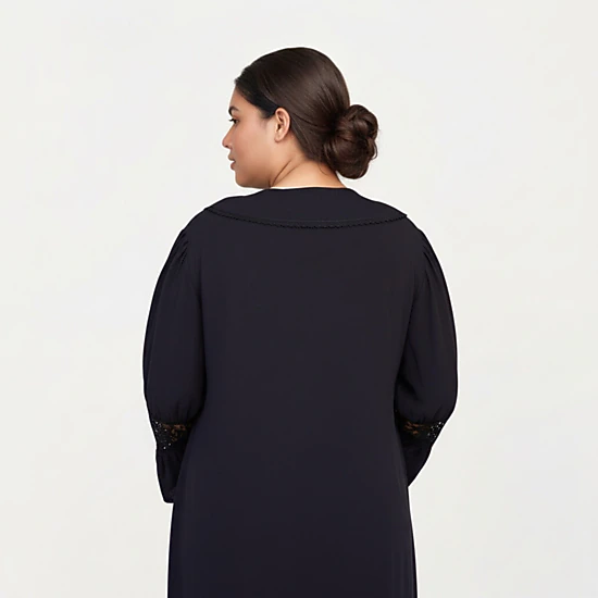Anna-Kaci Women's Long Sleeve Maxi Nightgown Flowing Fabric Peter Pan Collar Detail and Lace Trim Accents on Sleeves