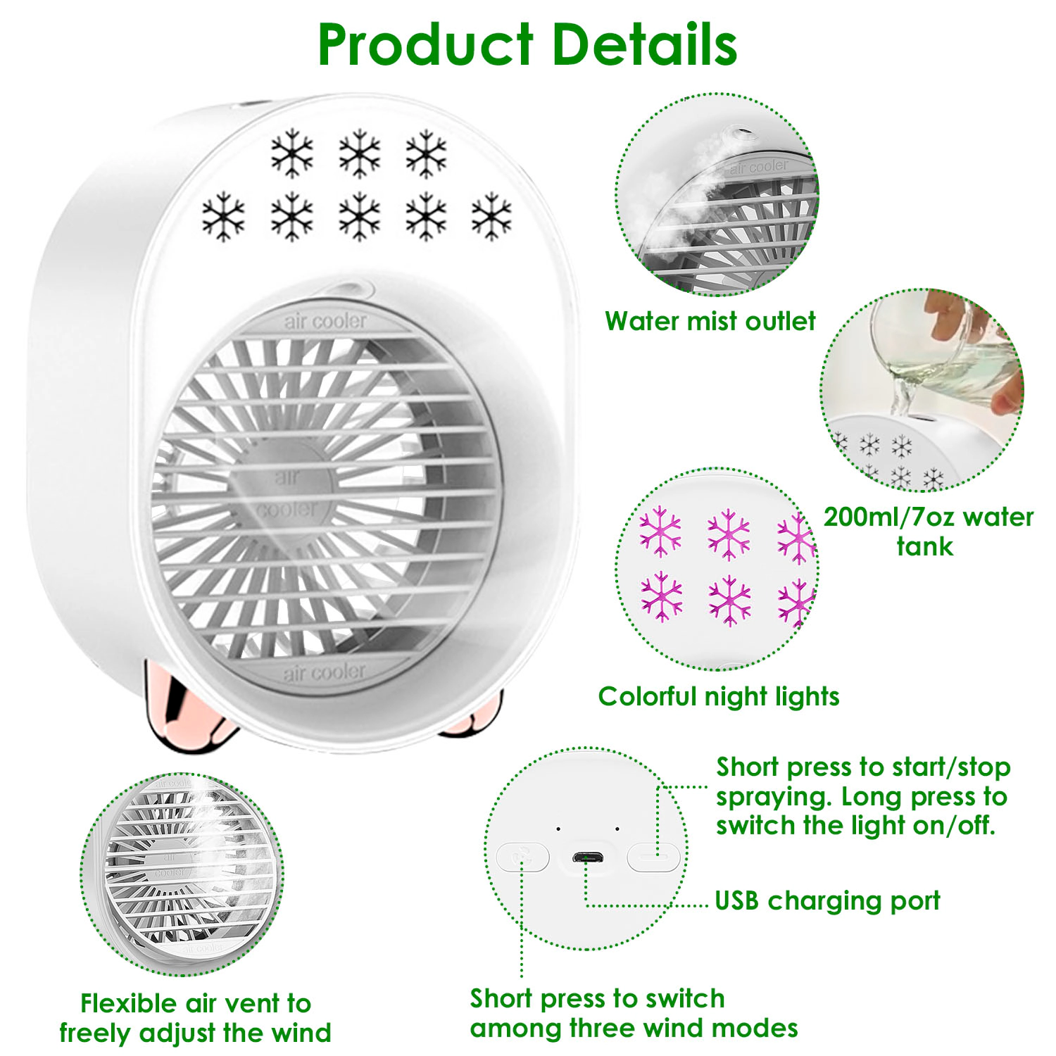 GBruno 4-in-1 Portable Desktop Air Cooler Fan