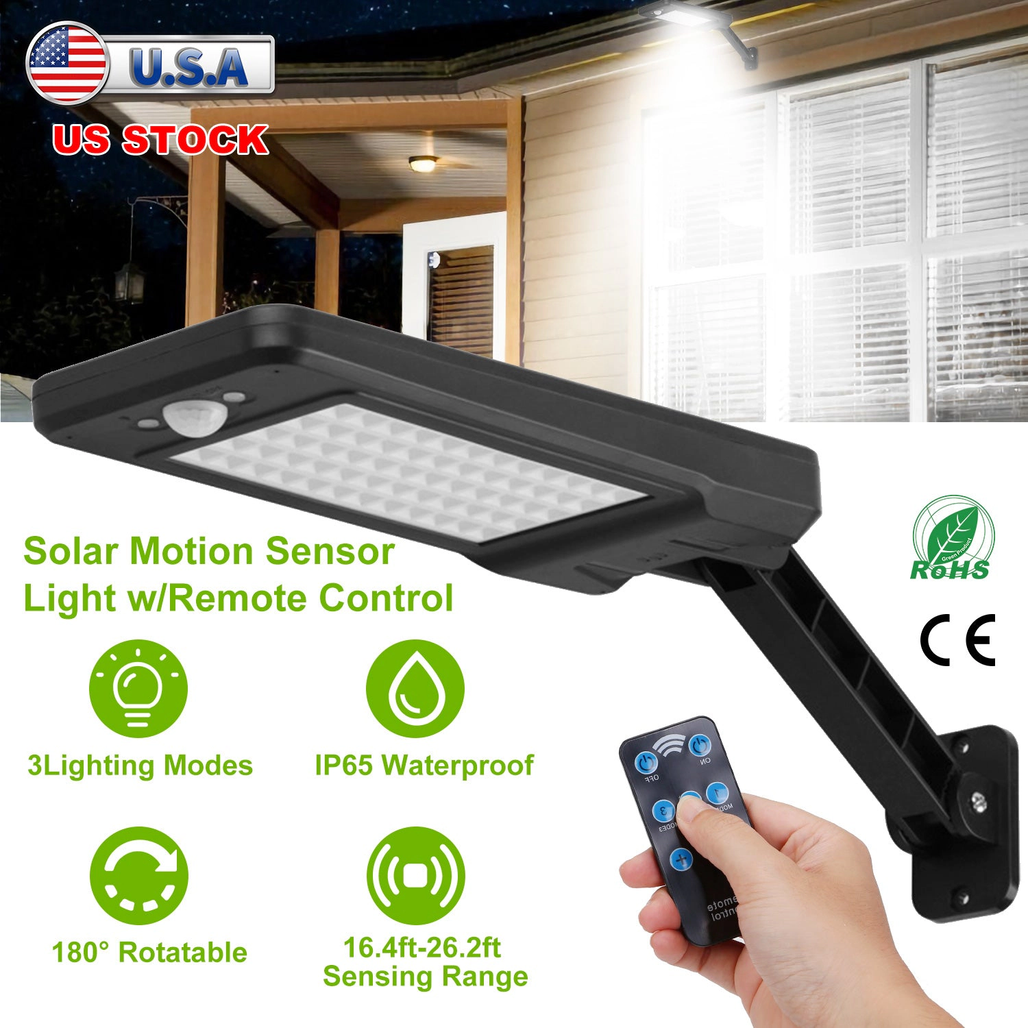 GBruno Solar 60-LED Motion Sensor Wall Light