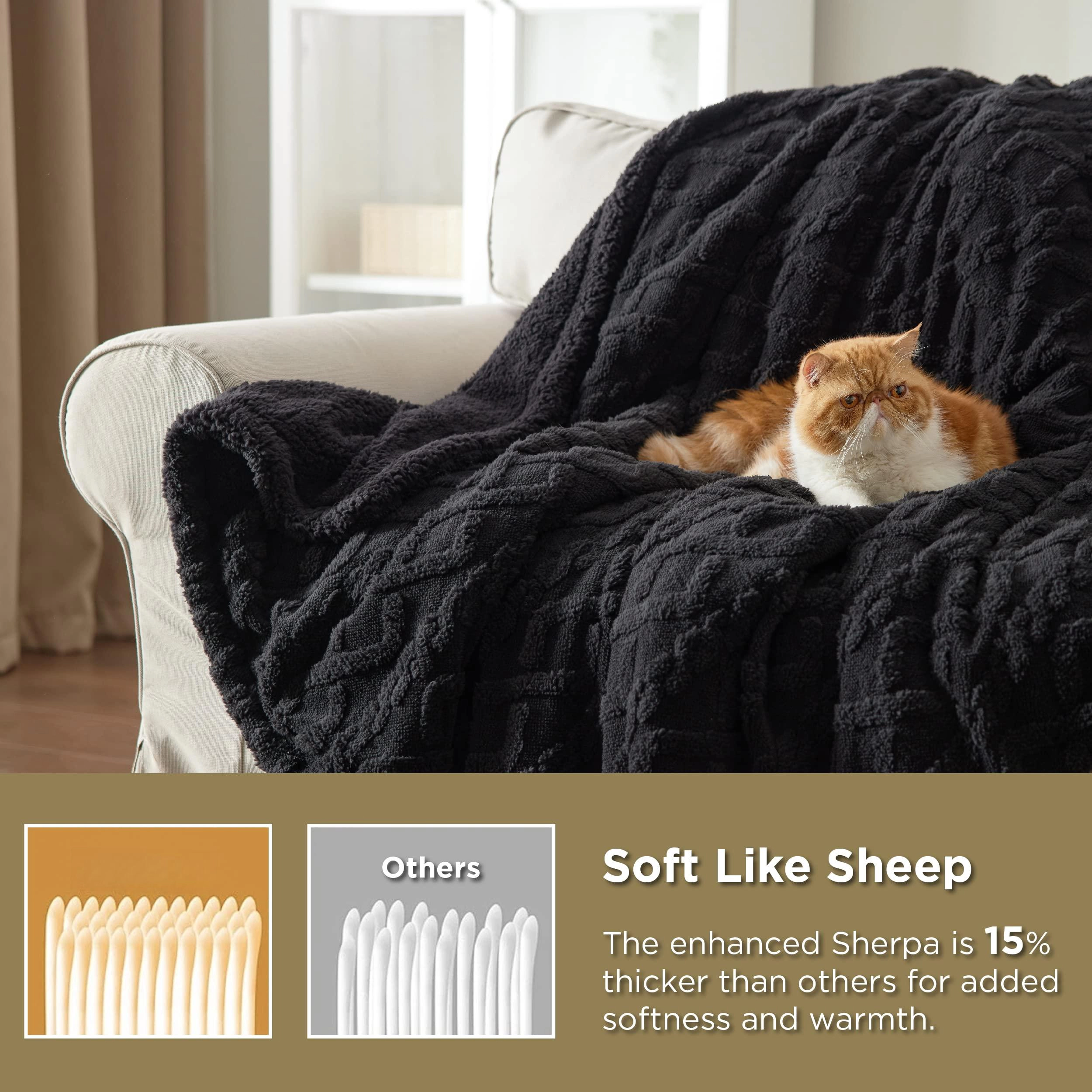 CovertSafe Sherpa Fleece Blanket Cable Jacquard Tufted Warm