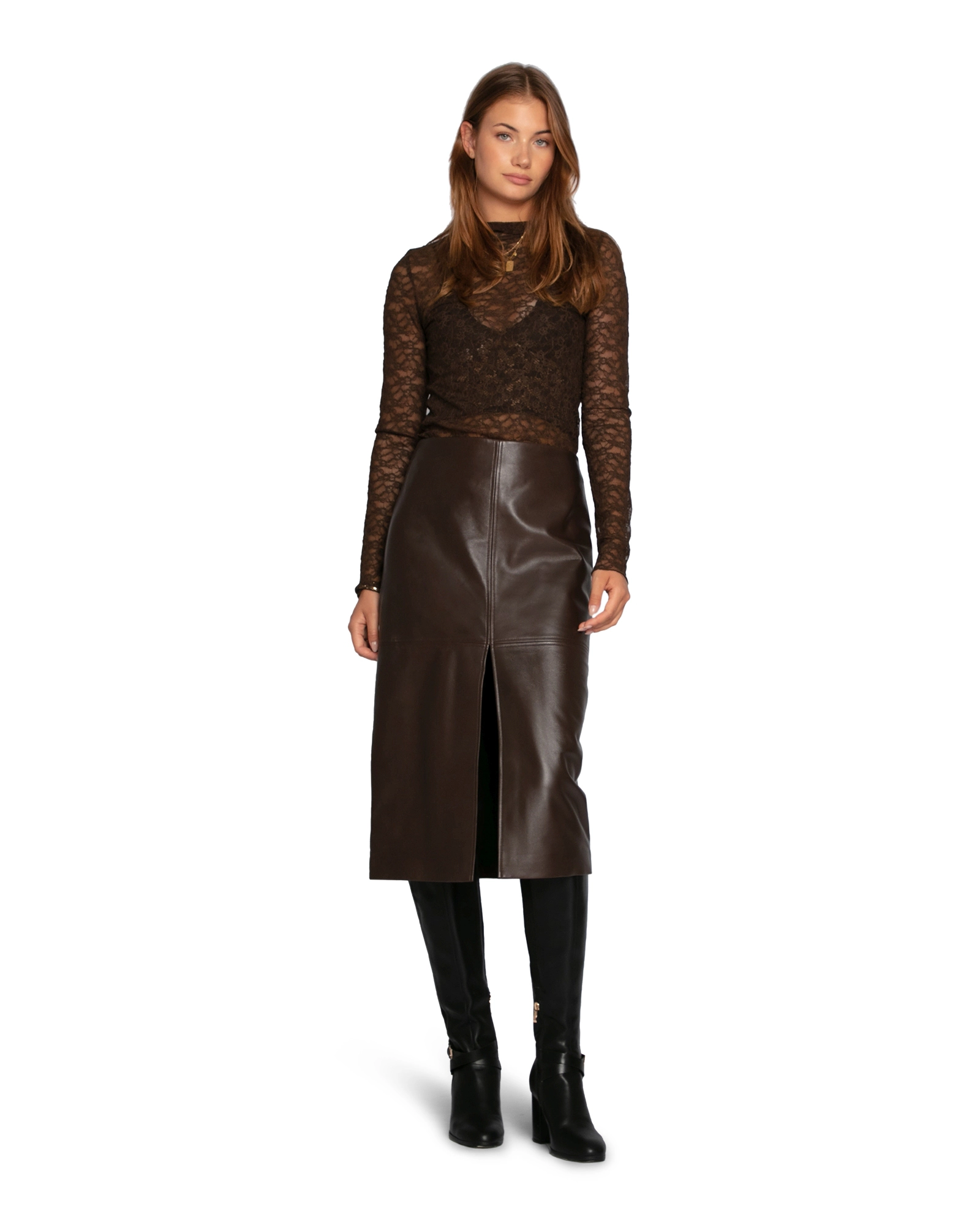 Belle & Bloom Understated Leather Pencil Skirt