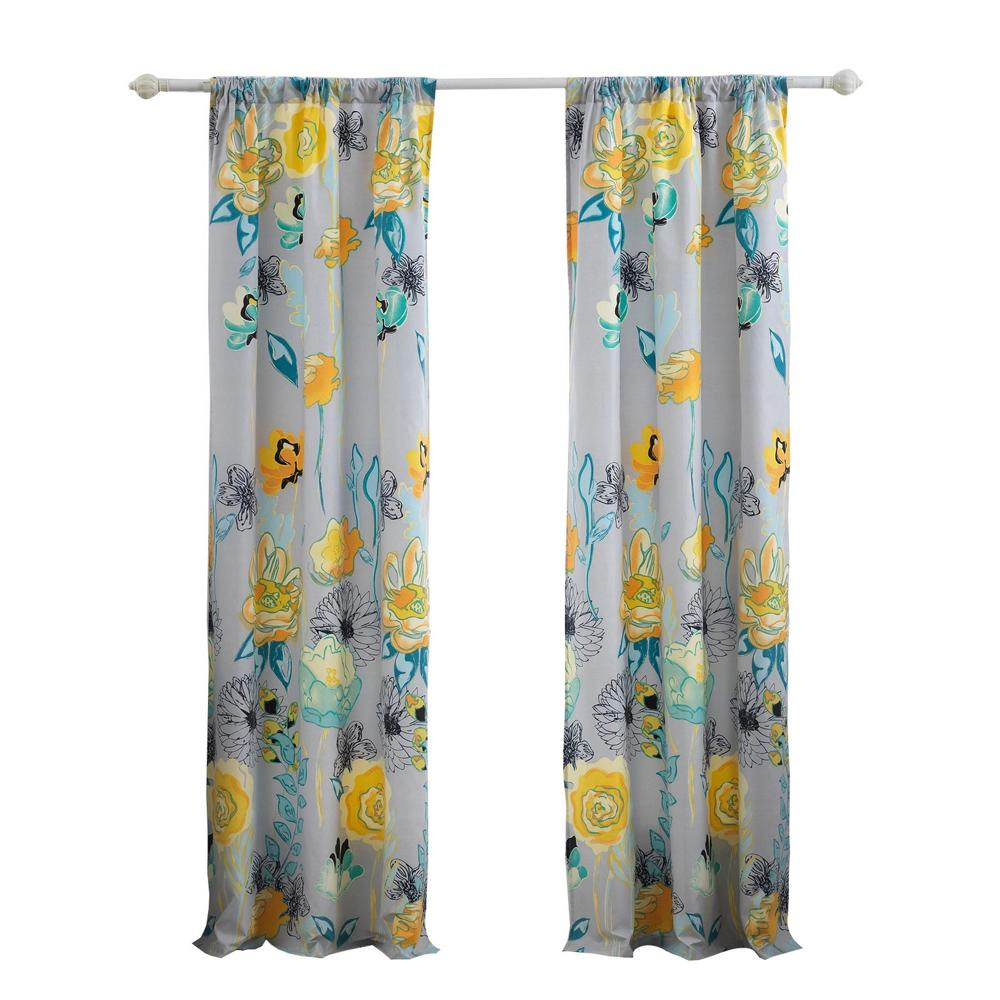 Greenland Home Fashion Watercolor Dream Curtains - Gray 42x84"