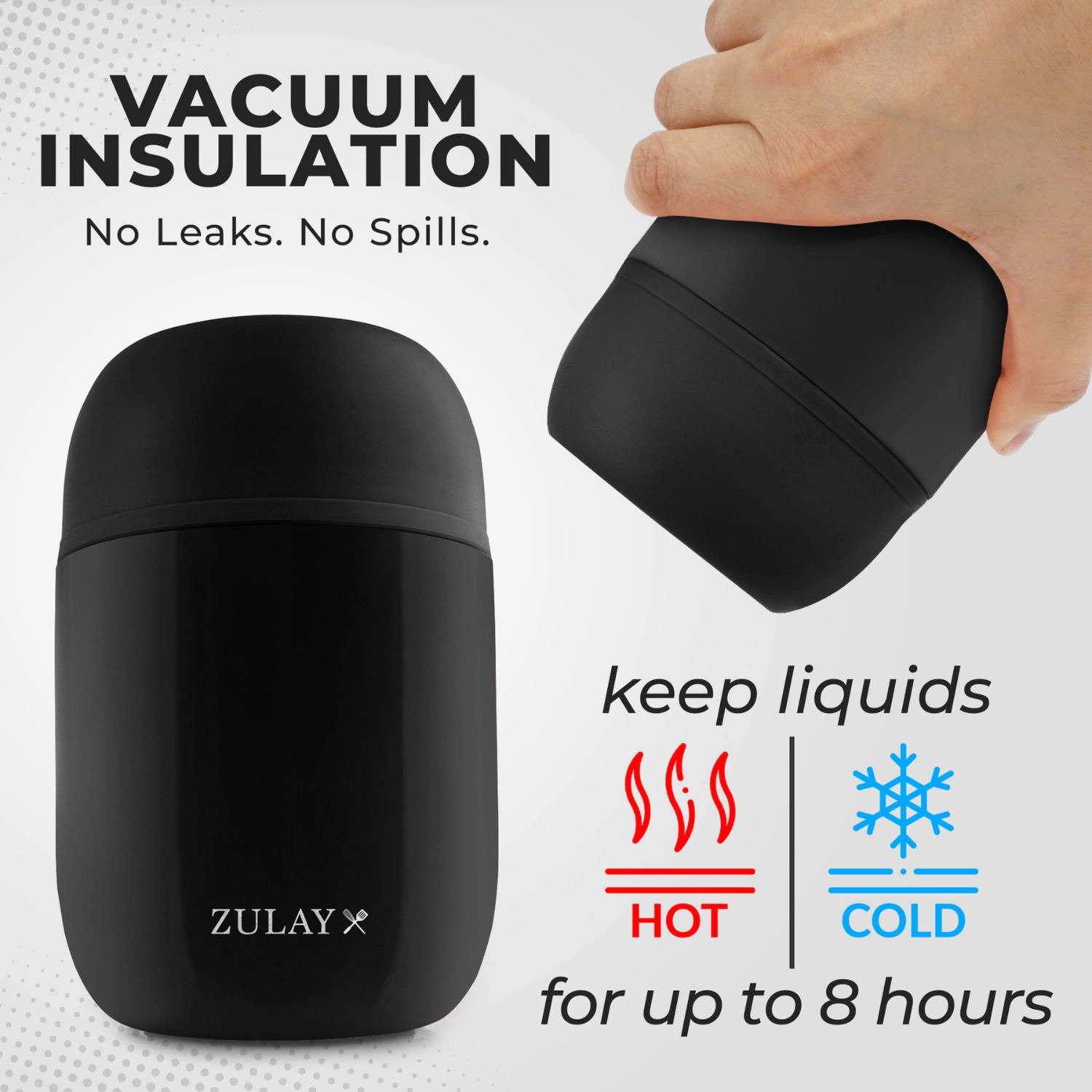 Zulay Kitchen 16oz Stainless Steel Vacuum Insulated Food Jar for Hot Foods and Soups