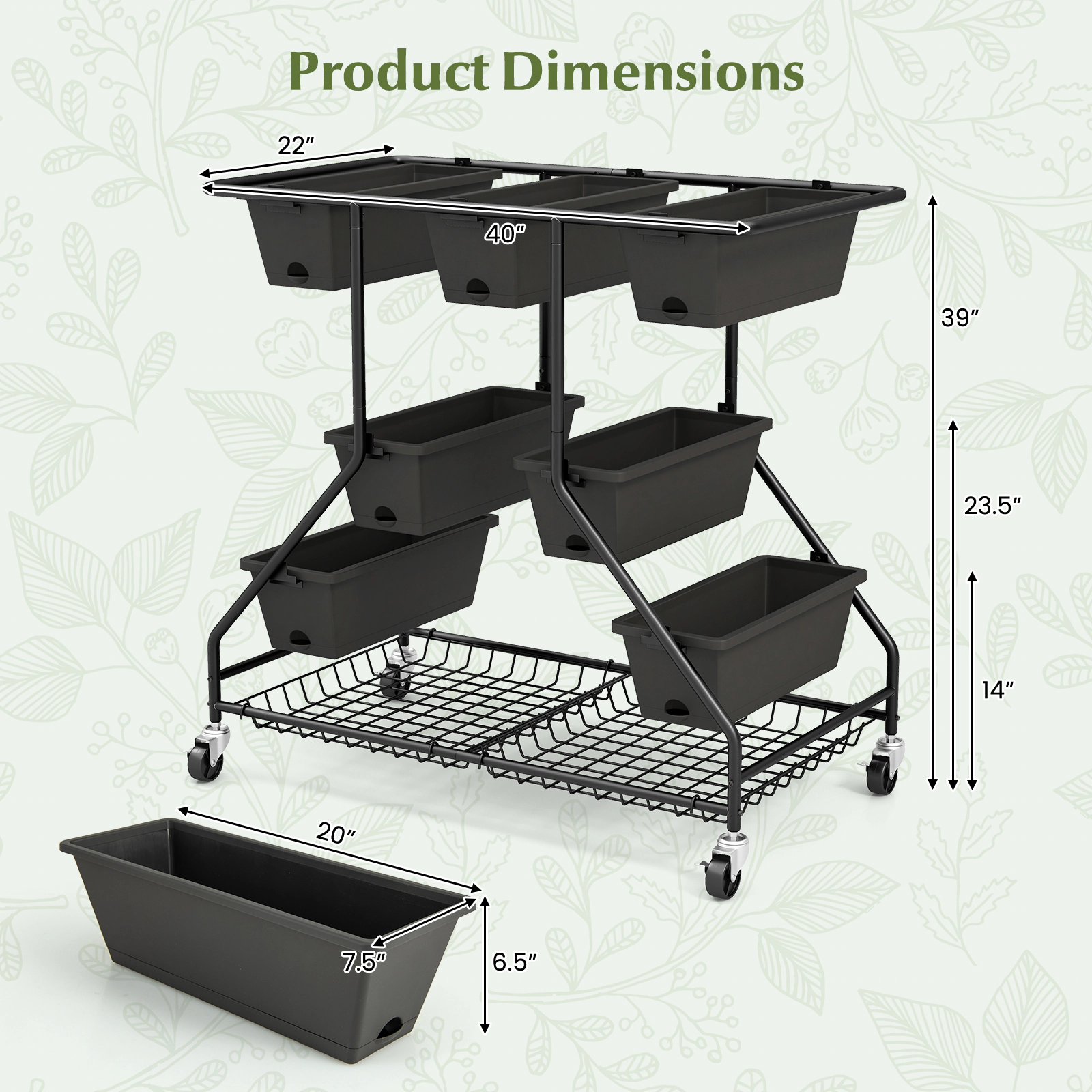 SlickBlue 7 Tier Vertical Raised Garden Bed with Storage Baskets