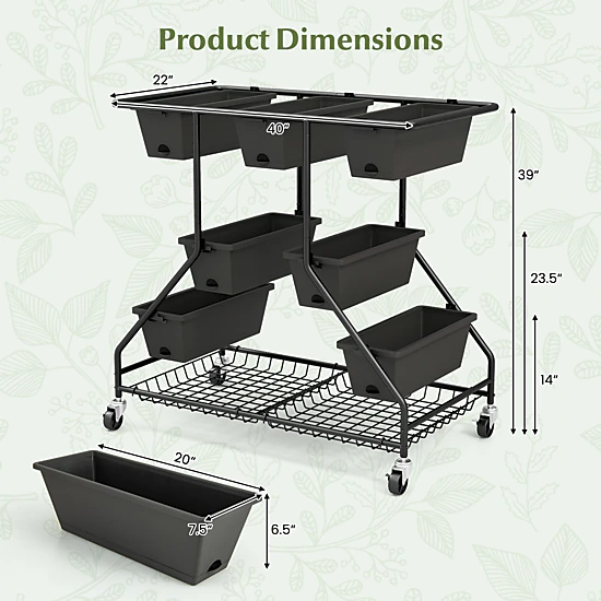 SlickBlue 7 Tier Vertical Raised Garden Bed with Storage Baskets