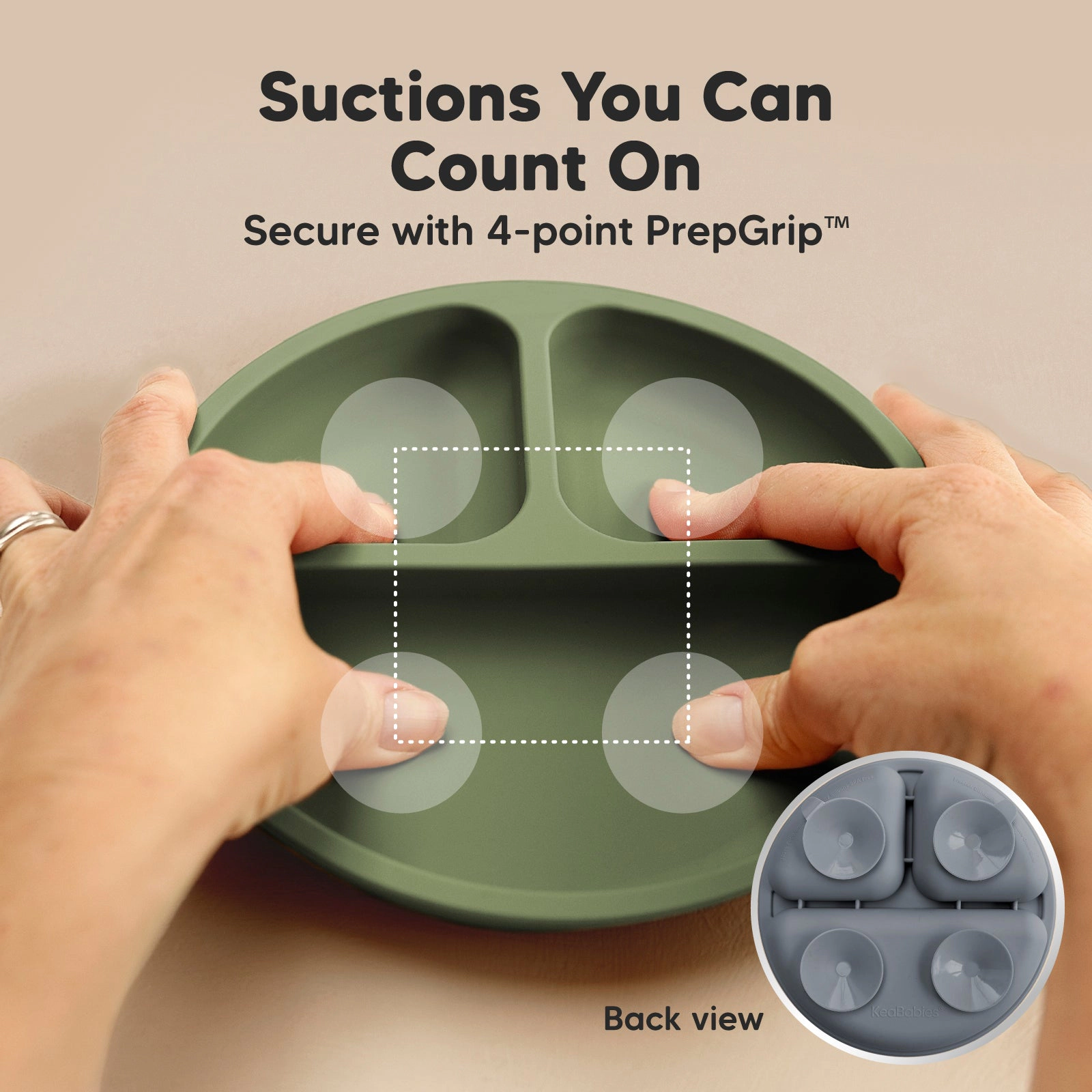 KeaBabies 3-Pack Prep Silicone Suction Plates with Lids