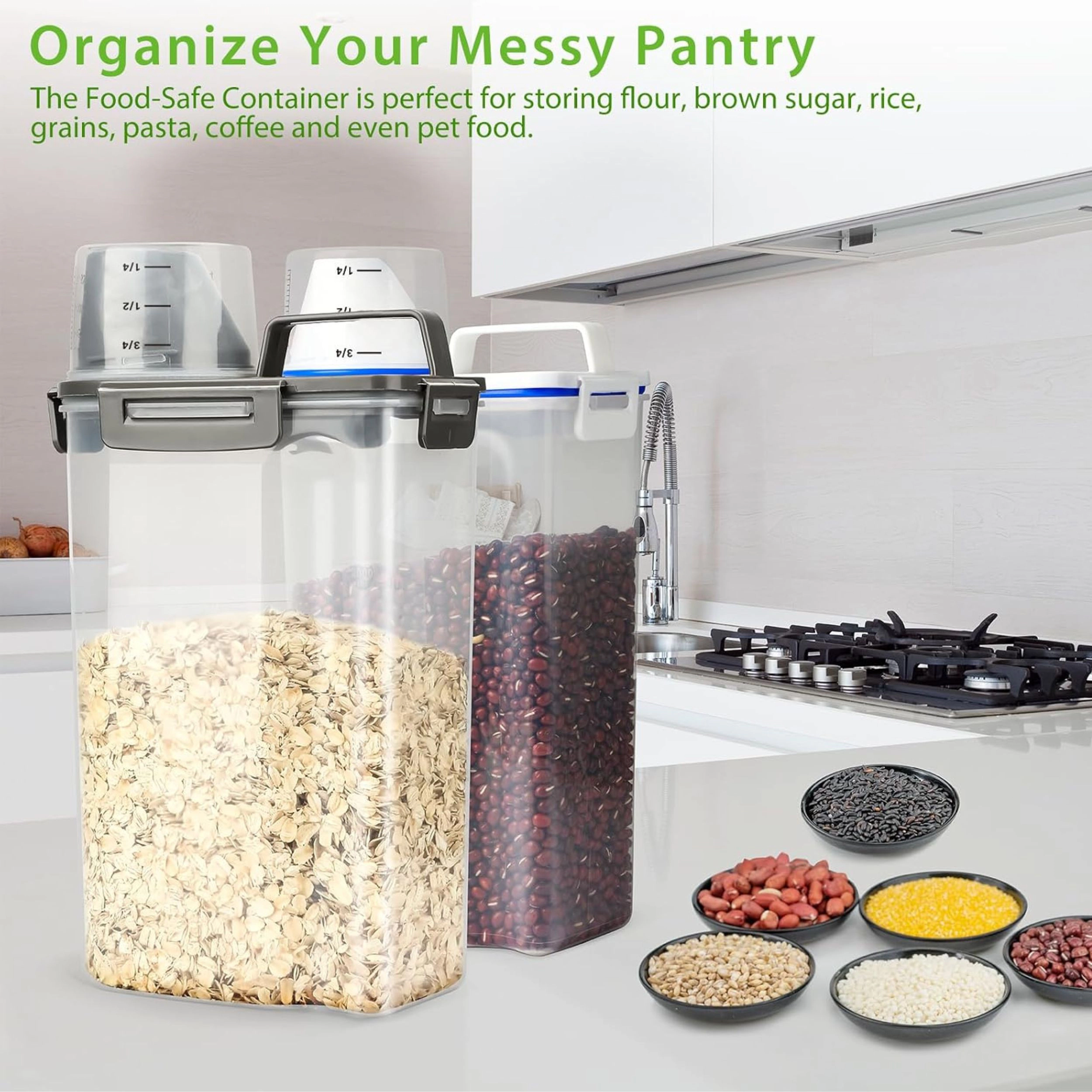 Stock Preferred Airtight Rice and Dry Food Storage Container with Measuring Cup