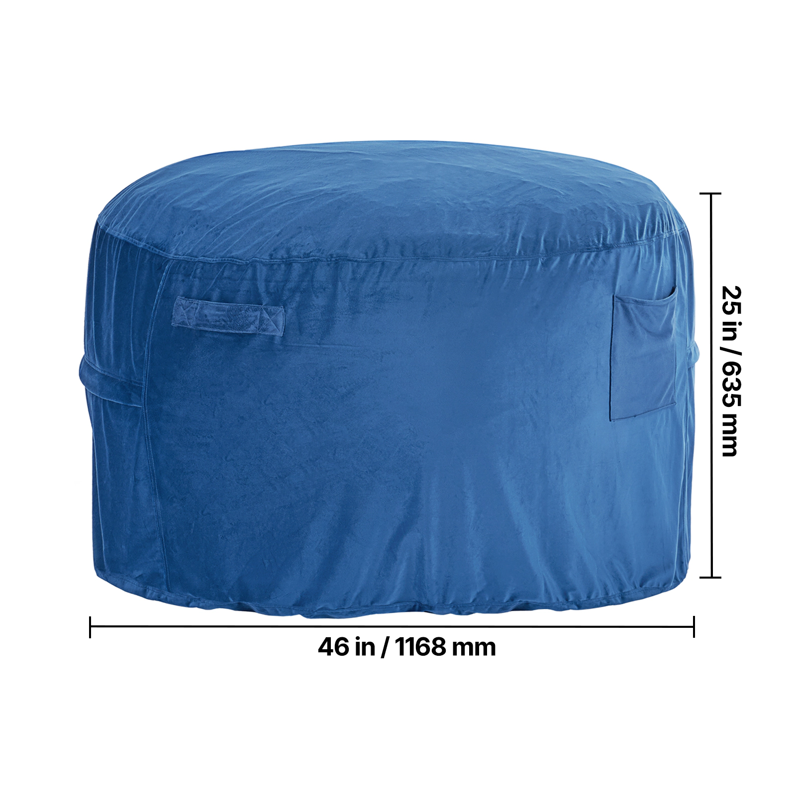 HONGGE Round Bean Bag Chair with Removable Washable Cover for Adult, Dutch Velvet and High-Density Foam Filling