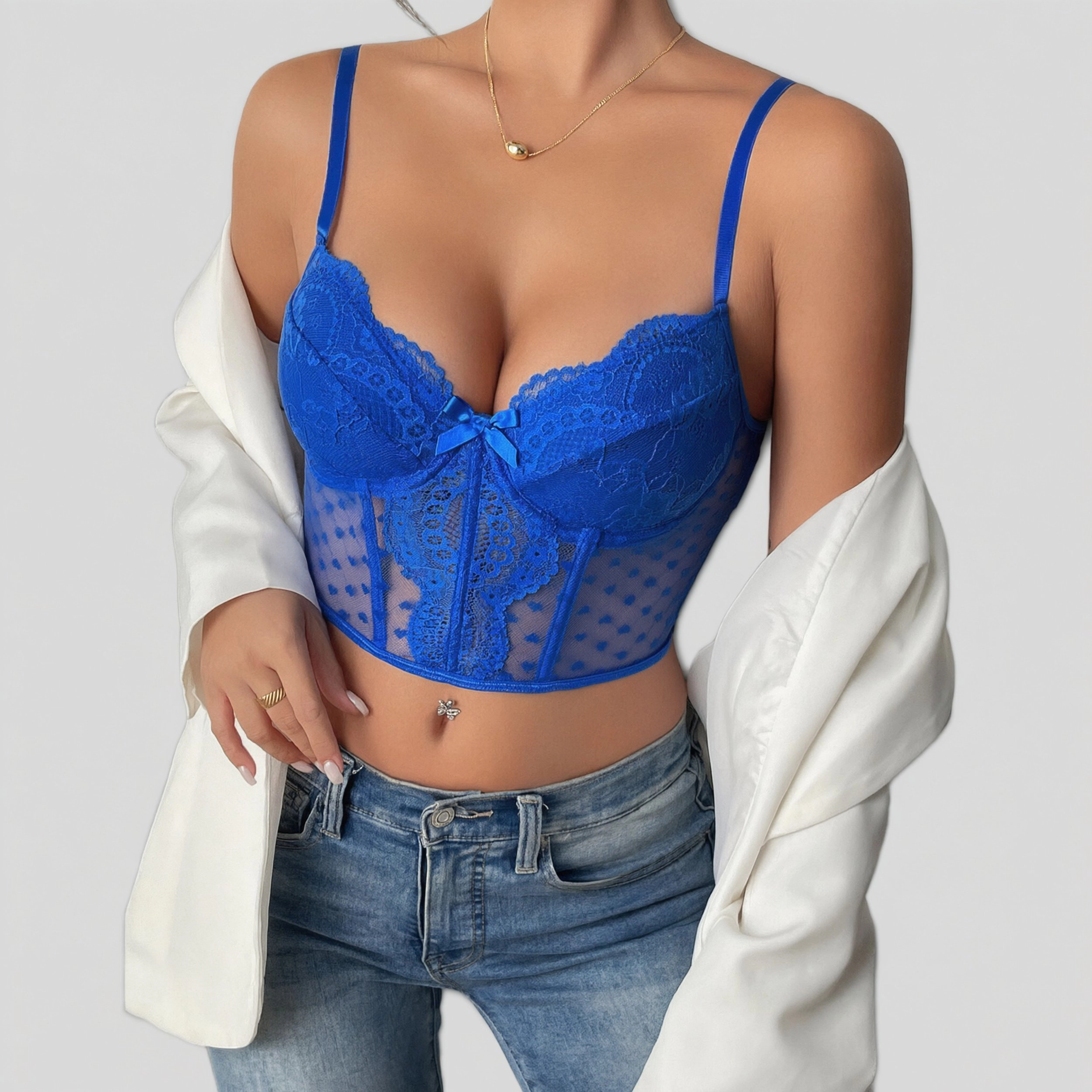 Avidlove Women's Lace V Neck Bustier Corset Crop Top