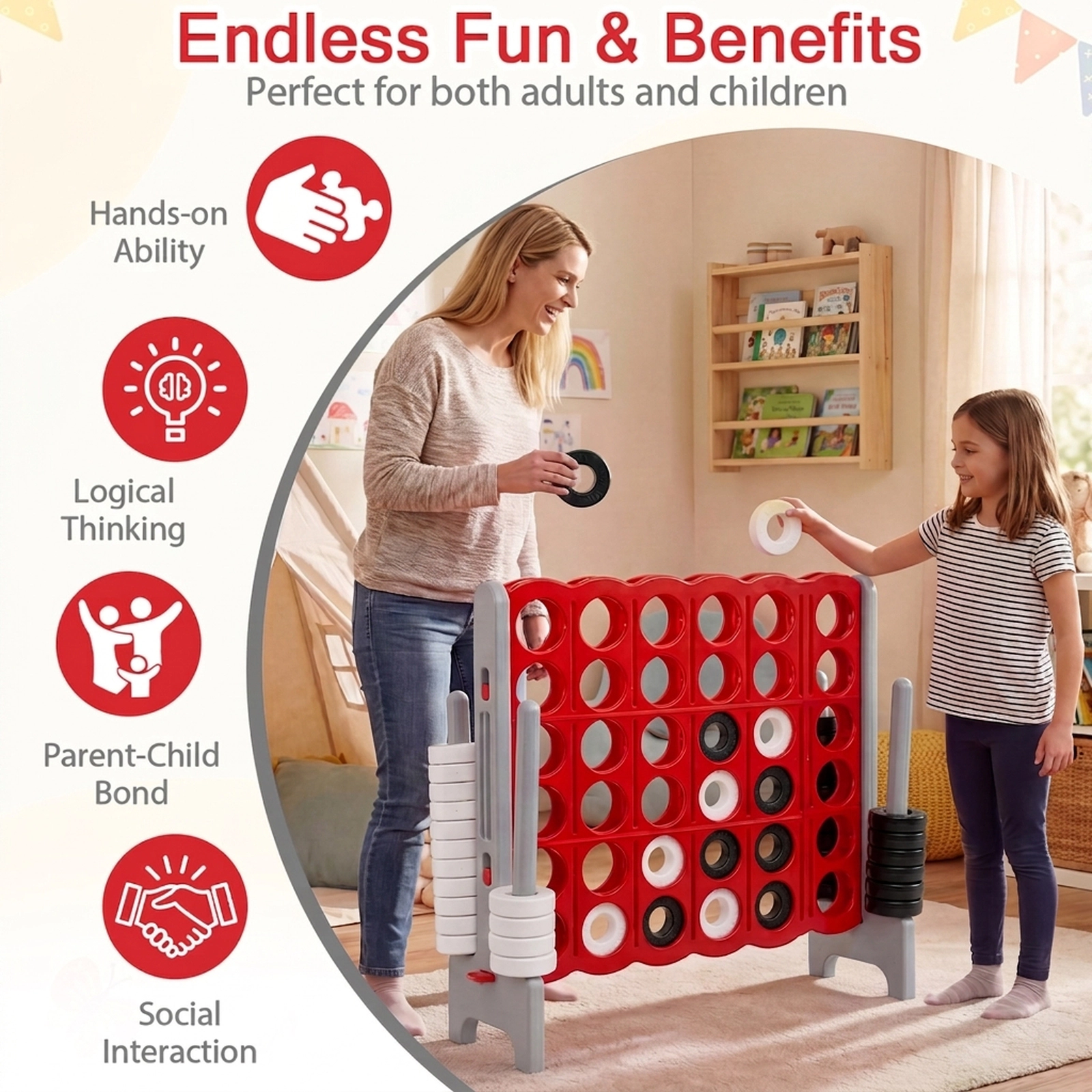 SUGIFT Gray Jumbo 4-to-Score Giant Game Set with 42 Rings 3.5-ft Tall 46.5-in W 16.5-in D 40.5-in H