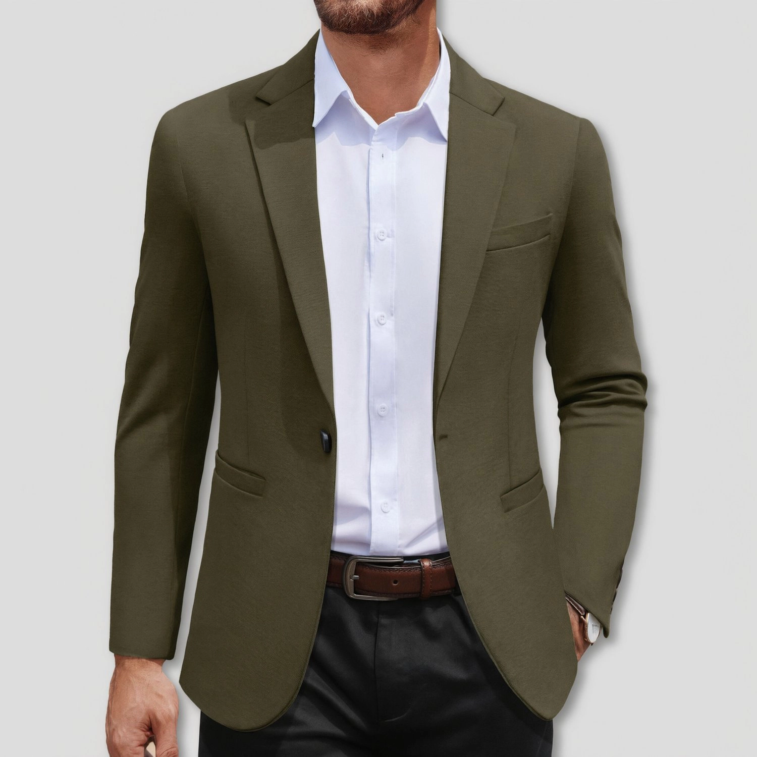 COOFANDY Mens Notched Lapel Blazer One Button Long Sleeve Slim Fit Suit Jacket