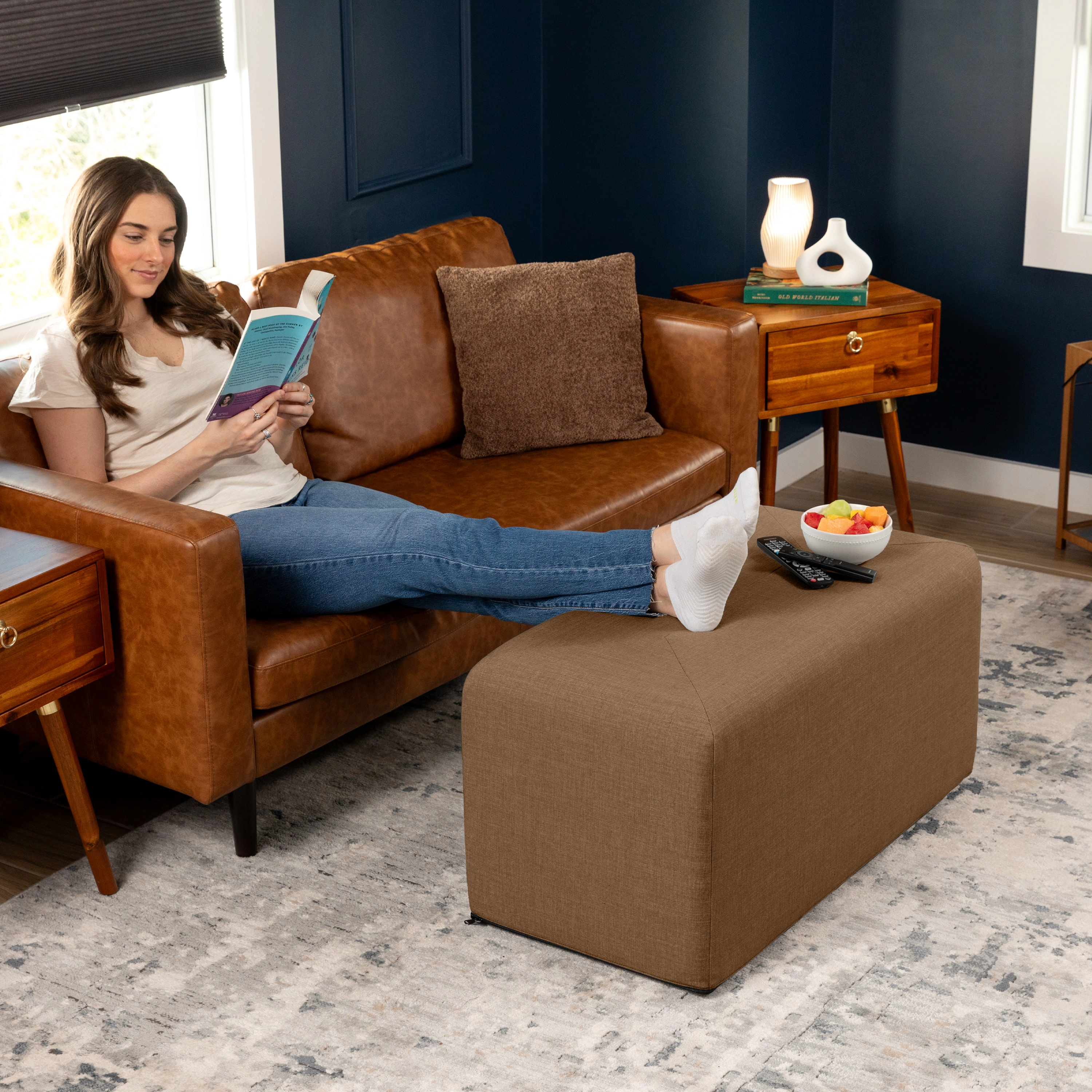 Jaxx Monroe Large Rectangular Foam Ottoman / Coffee Table, (36 x 18)