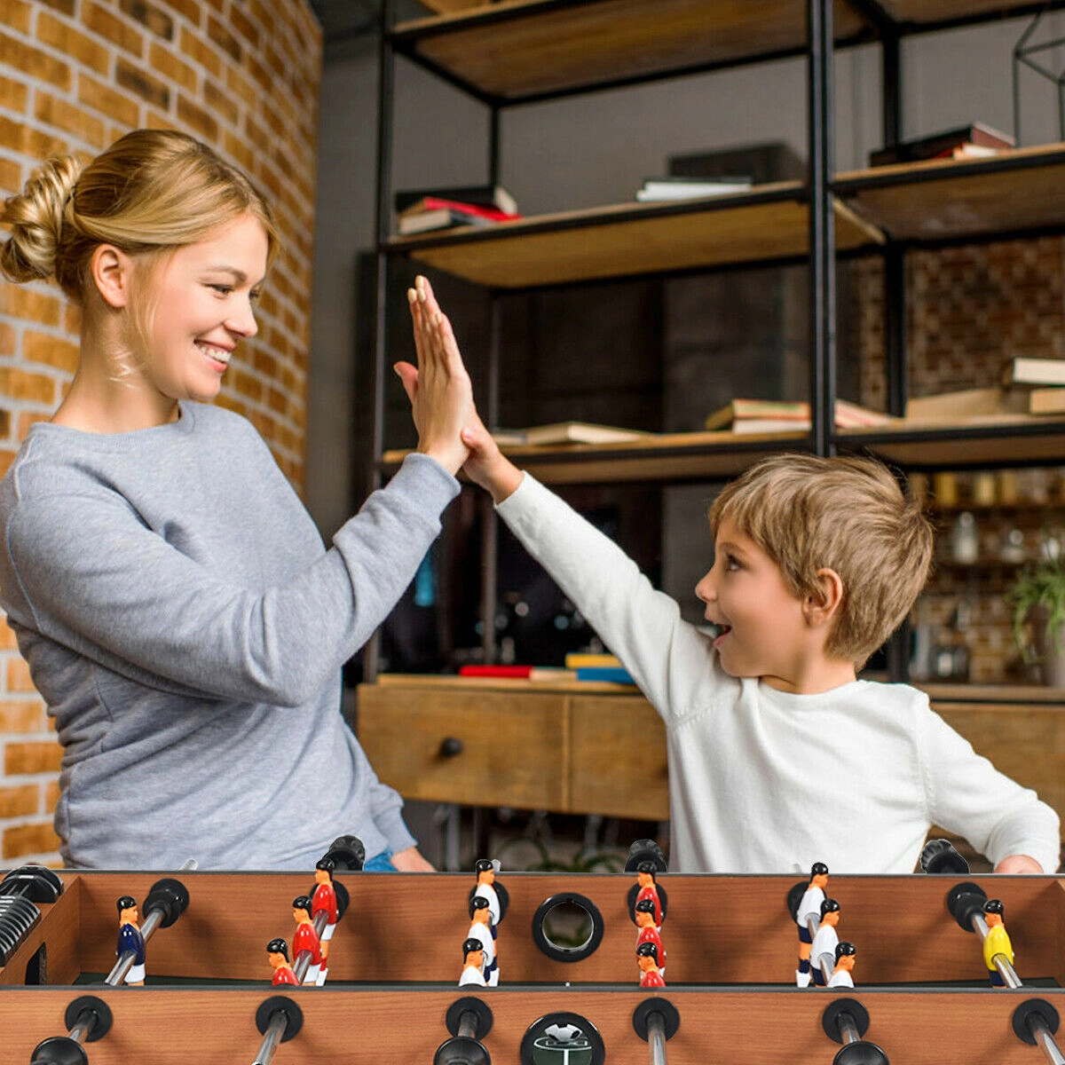 SUGIFT 4-in-1 32-in Tabletop Foosball Game Table Set with Billiards Hockey Table Tennis and Scoreboards