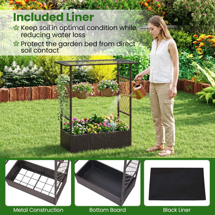 Hivvago 2-in-1 Raised Garden Bed with Hanging Roof and Trellises