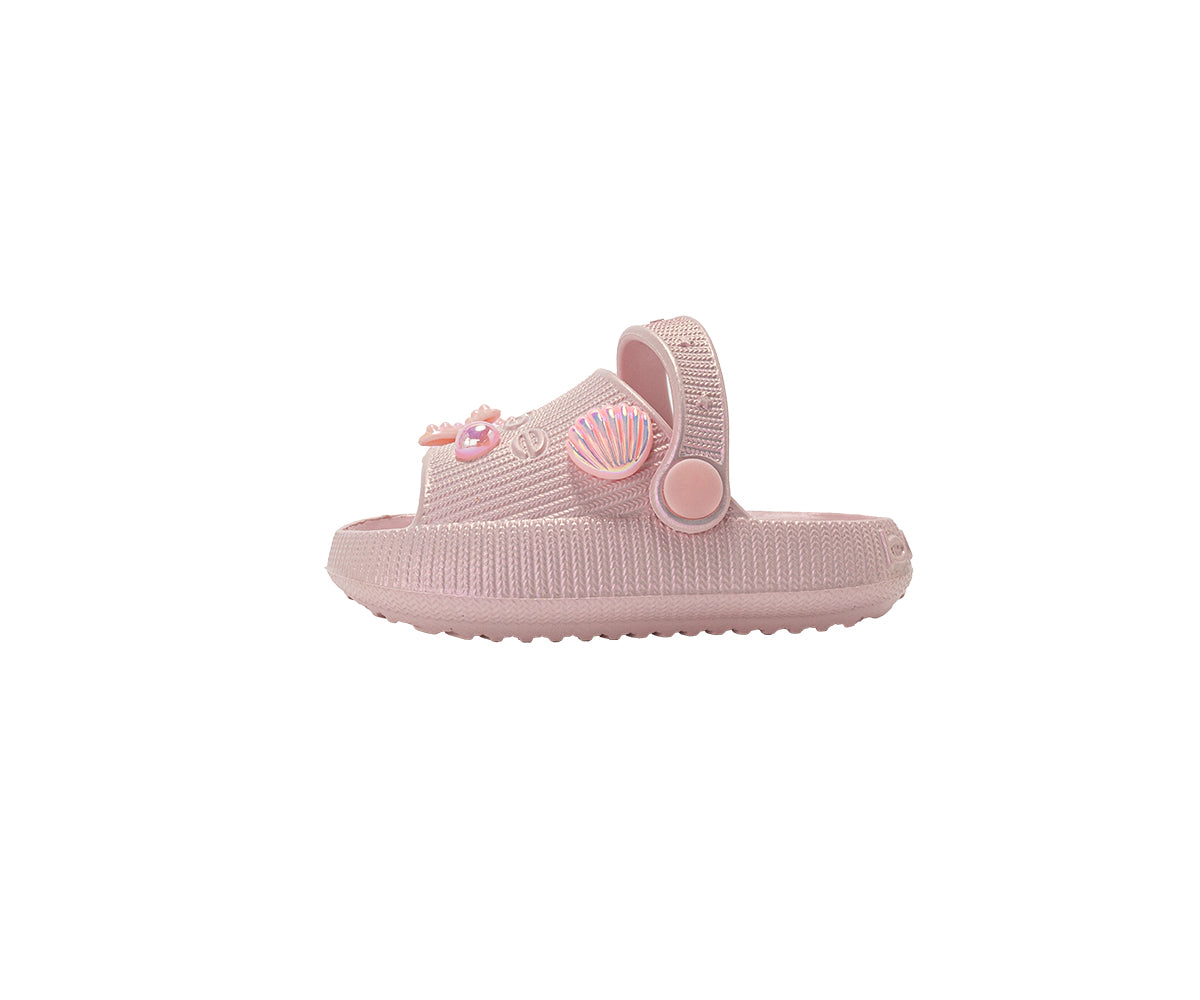 bebe Toddler Girl's Platform EVA Slide Sandals with Iridescent Sea Life Charms