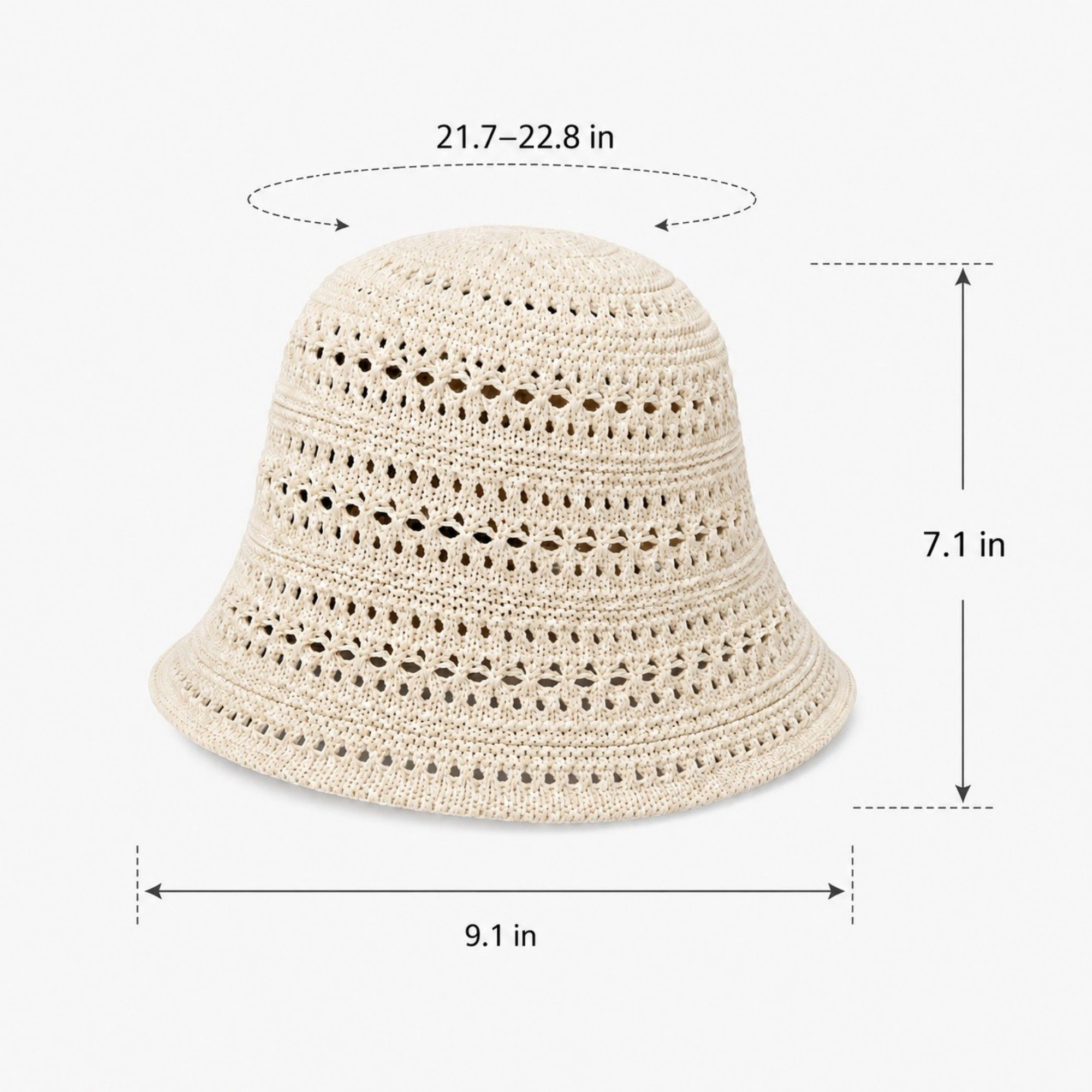 Alilang Women's Crochet Bucket Hat Open Knit Brim Lightweight Packable Summer Beach