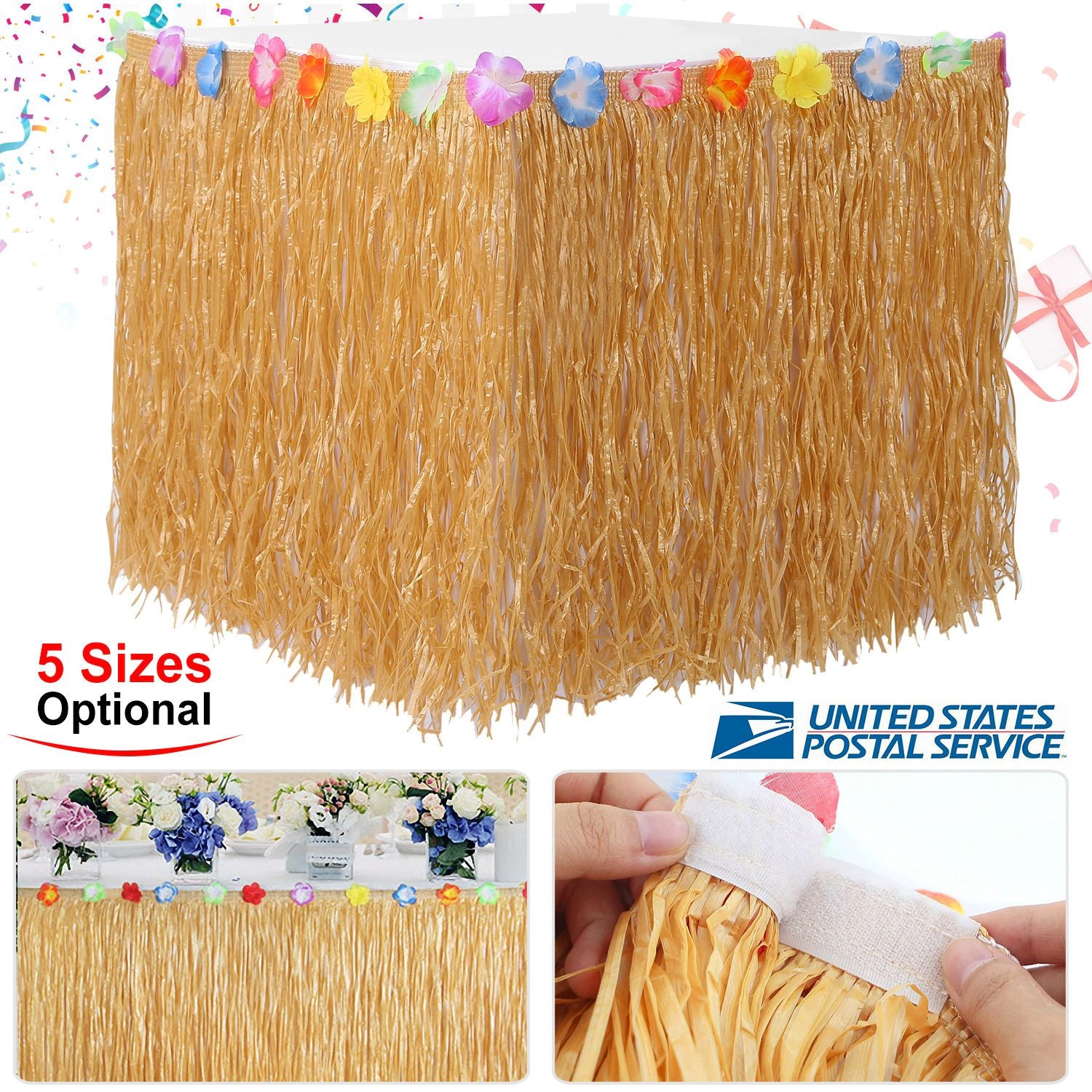 IMounTEK Unisex Hawaiian Grass Table Skirt