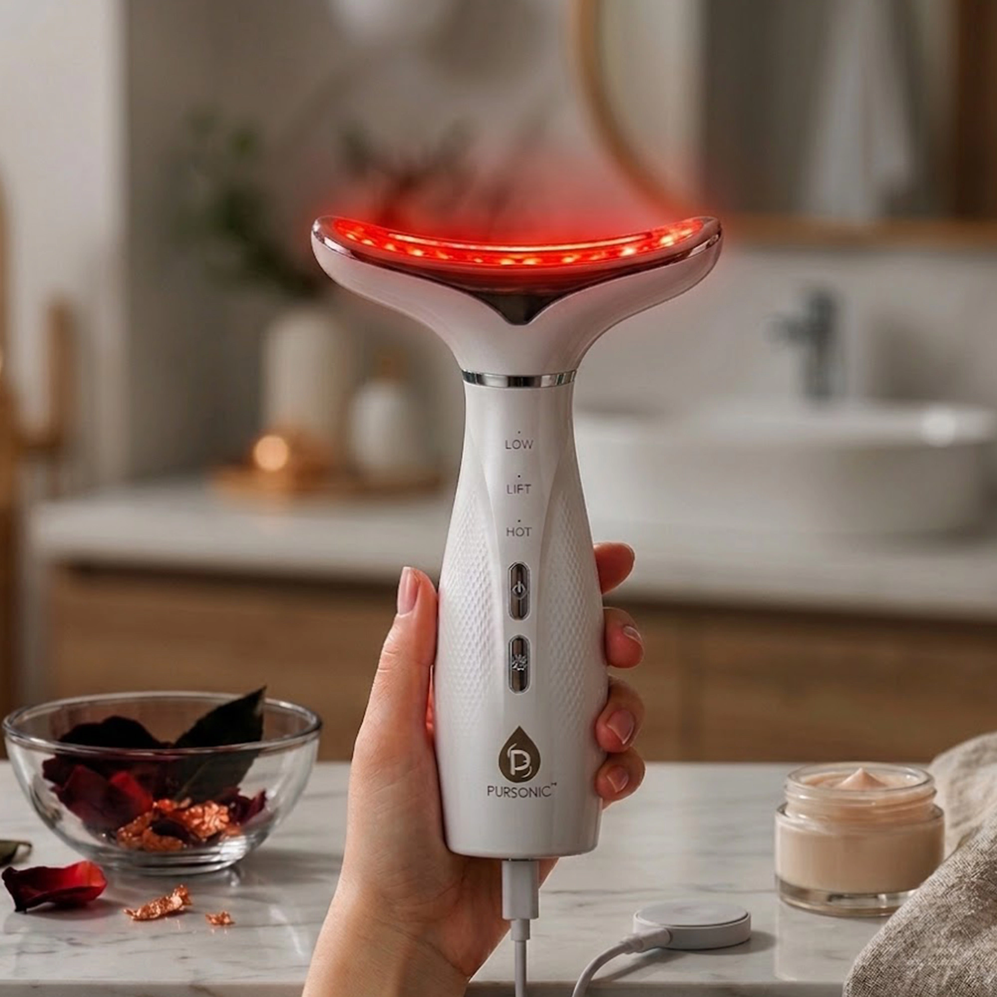Pursonic Women’s Advanced 7-Color LED Light Therapy Neck & Face Device
