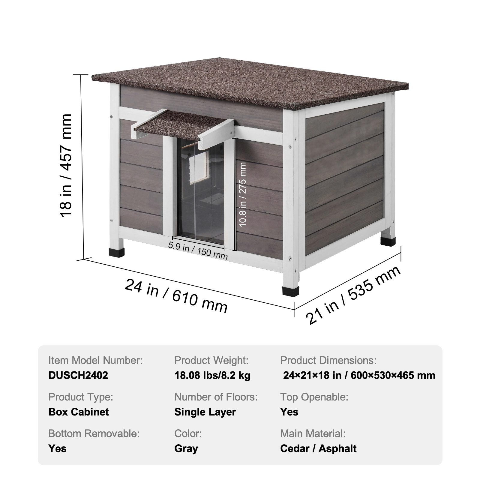 HONGGE Outdoor Cat House Weatherproof Feral Cat Shelter for Multiple Cats Outdoor Wooden Cat Rabbit House with