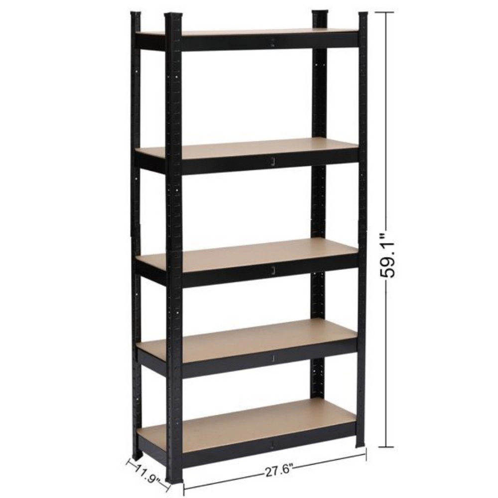 Flynama 5 Tier Heavy Duty Metal Shelving Rack Unit Garage Storage Shelf Black UK Easy Assembly
