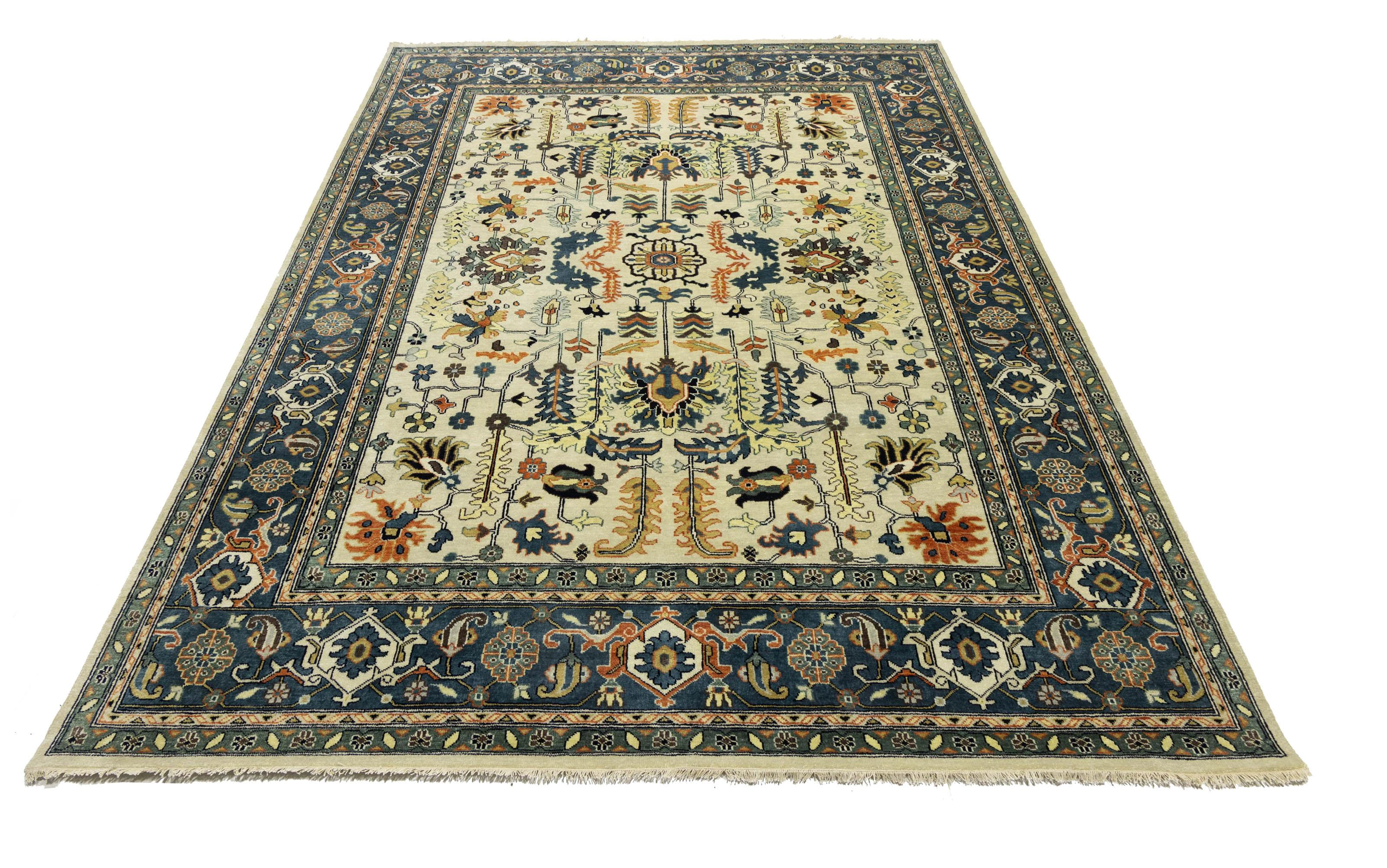Magic Rugs Cream Geometric Transitional 9x12 Chobi Oriental Rug