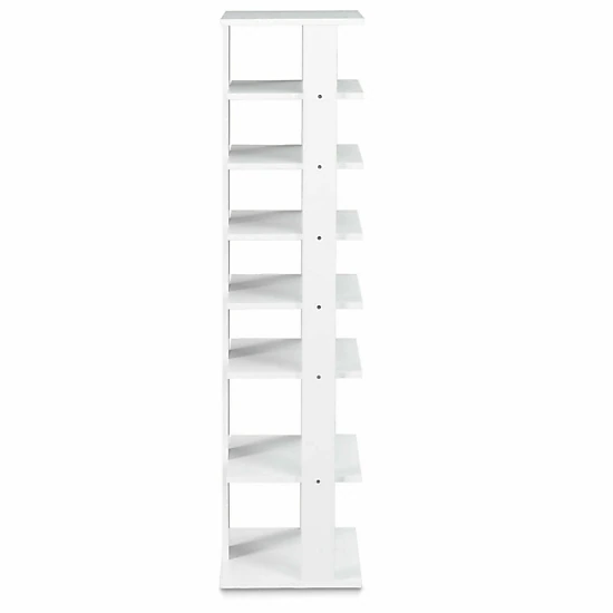 SUGIFT 7-Tier Wooden Shoe Storage Stand Shoe Rack Organizer 43.5-in Tall 11-lb Per Shelf Capacity White