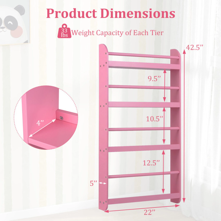 Hivvago 4-Tier Bookshelf Organizer for Toys and Books with Basswood Crossbar