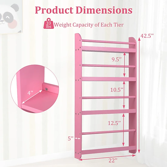 Hivvago 4-Tier Bookshelf Organizer with Basswood Crossbar