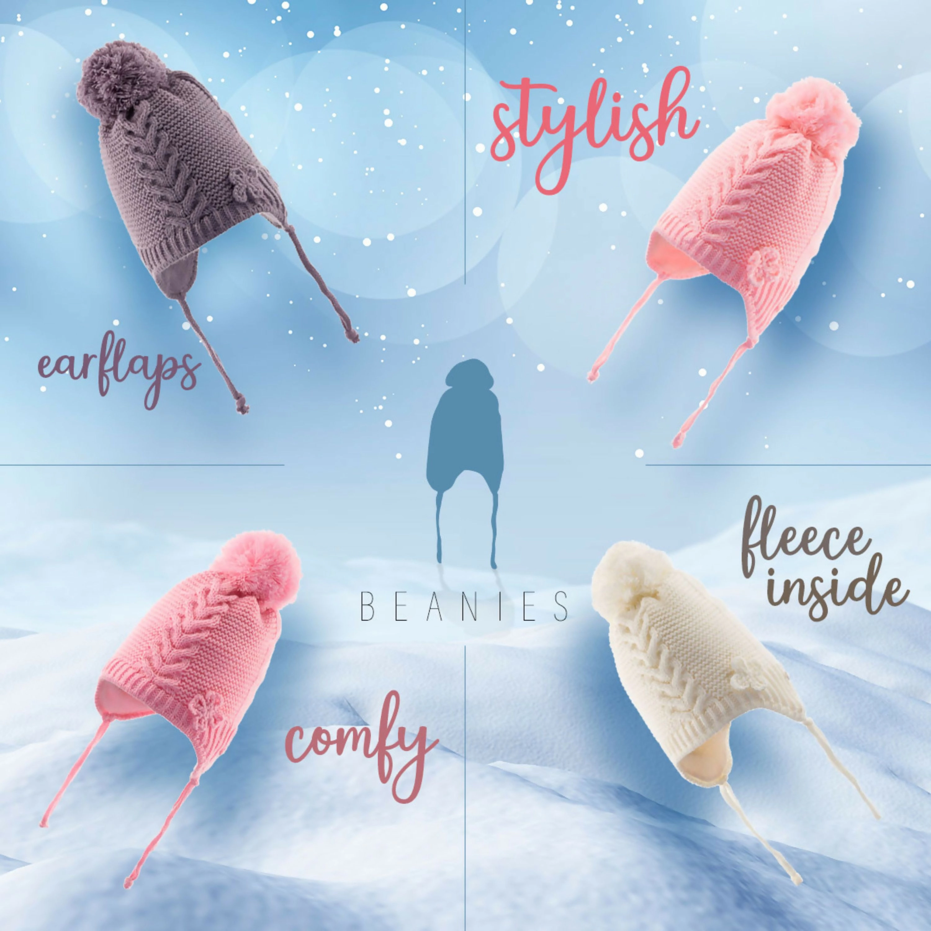 Wear Sierra Infant Girls Knitted Winter Beanie with Pompom