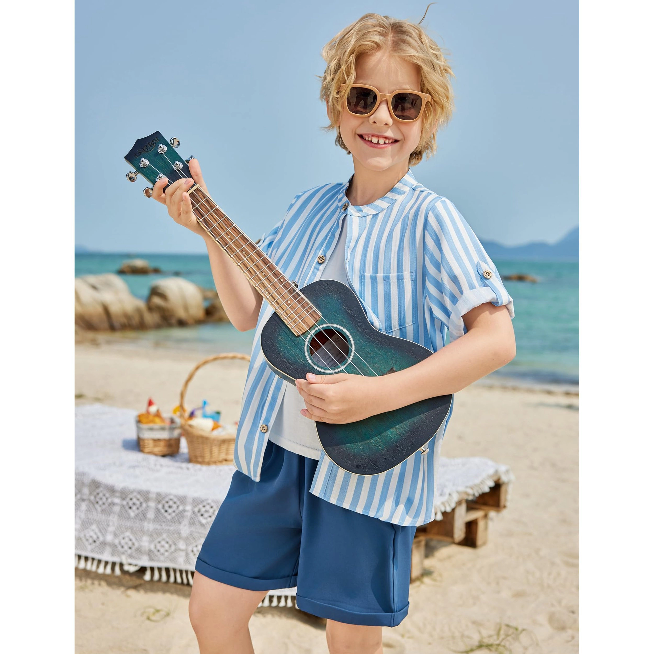 Arshiner Boys Pieces Set Short Sleeve Shirt And Stripe Shorts Summer Beach Vacation Outfit