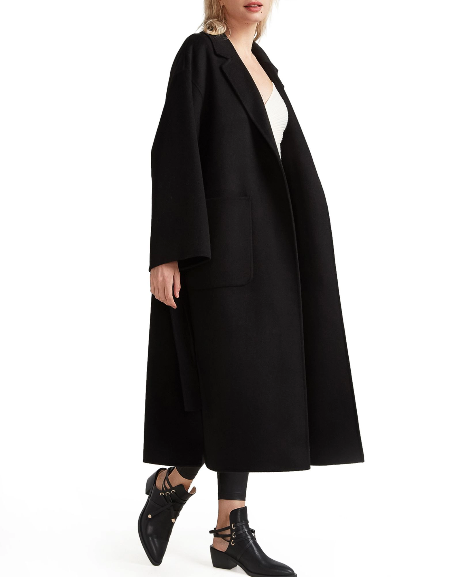 Belle & Bloom Womens Wide Awake Split Hem Overcoat
