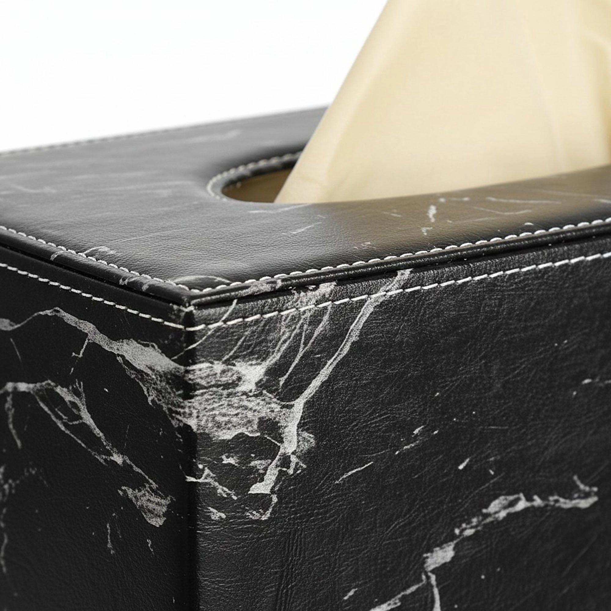 Alilang Women Faux Marble Leatherette Tissue Holder Rectangular Box Cover