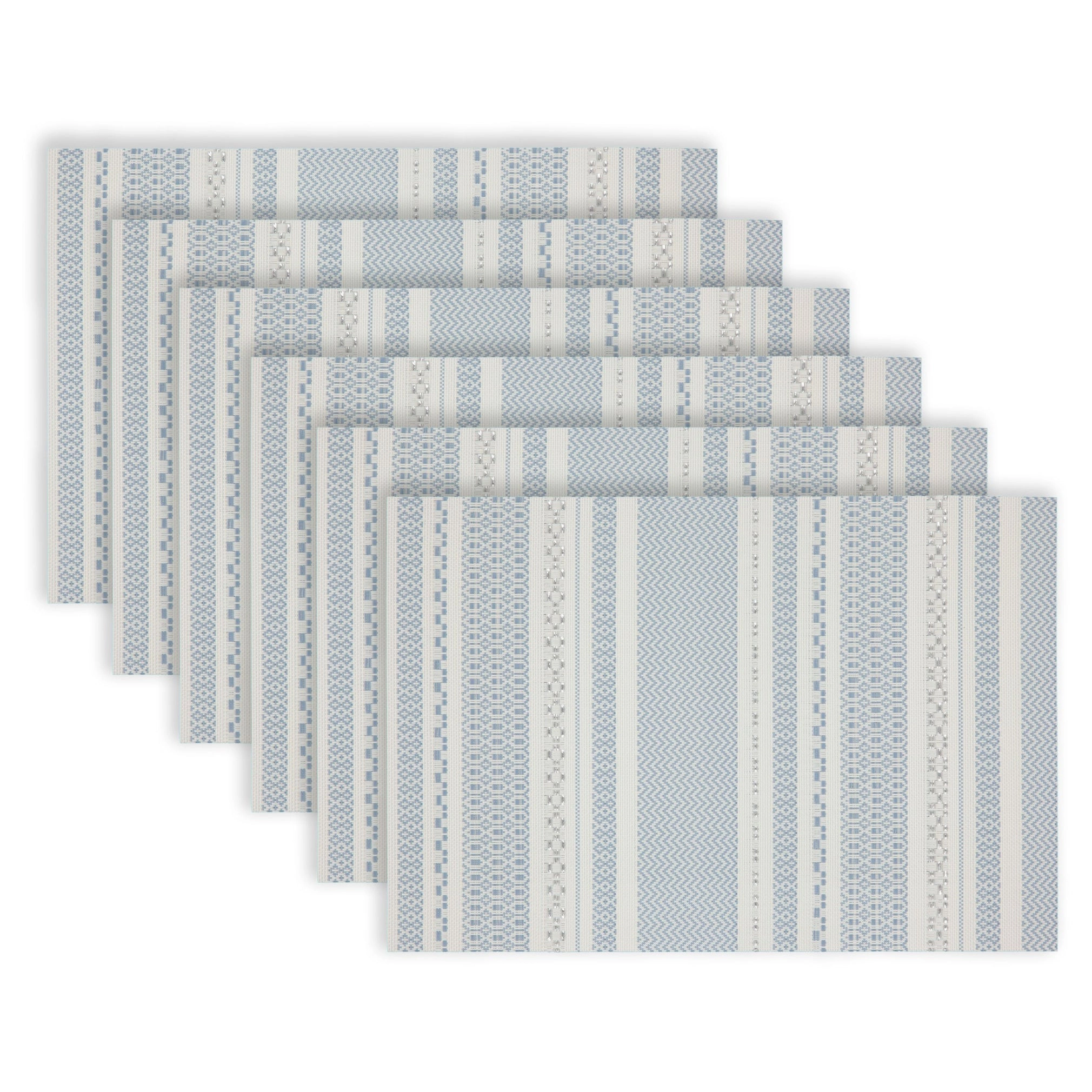 Dainty Home Maya Woven Vinyl Reversible Rectangular 12" x 18" Placemat Set of 6